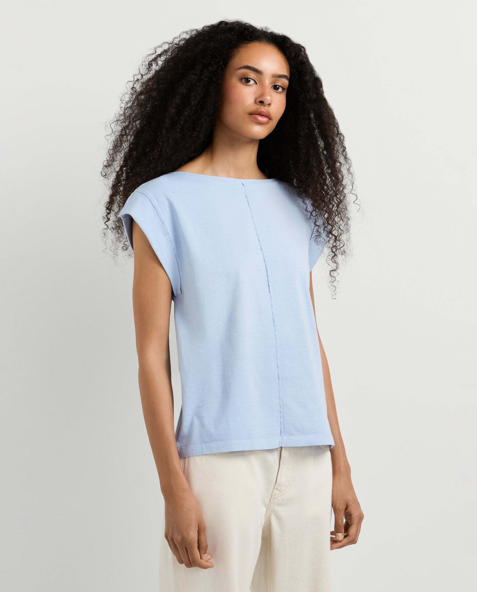 Camiseta de mujer con costura decorativa - Pepe Jeans - Azul claro Azul claro-5
