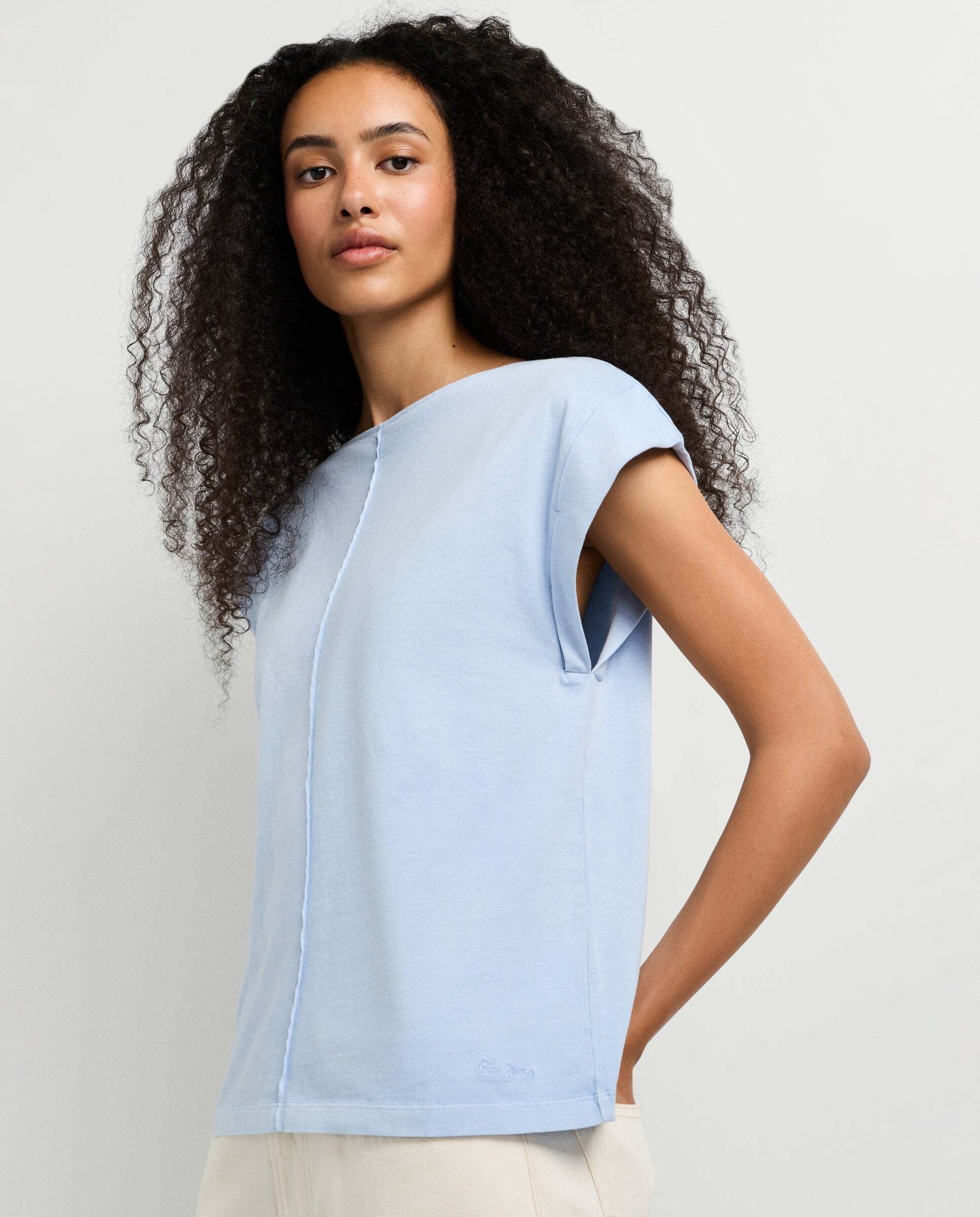 Camiseta de mujer con costura decorativa - Pepe Jeans - Azul claro Azul claro-6