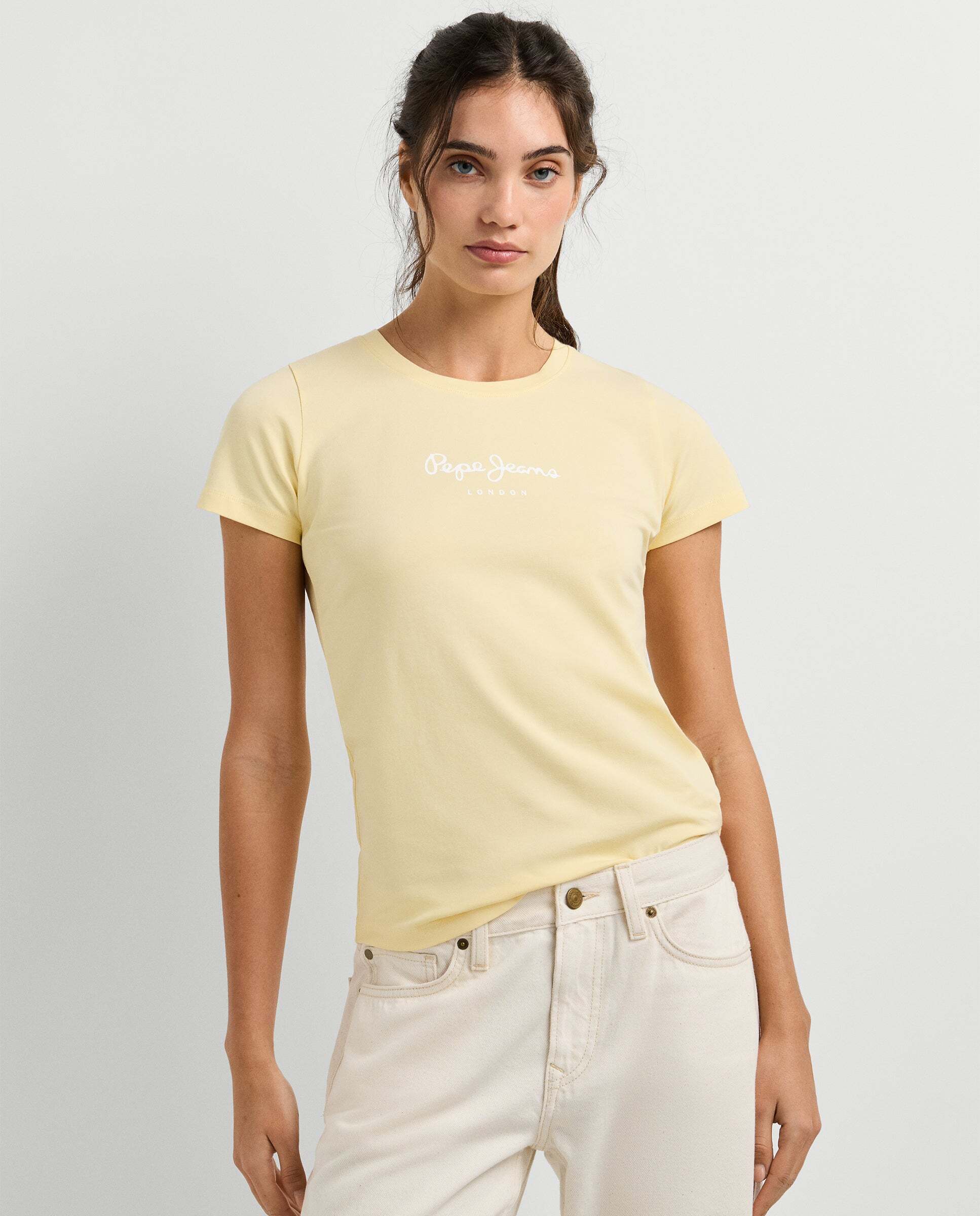 Camiseta de mujer manga corta con logo estampado - Pepe Jeans - Crema Crema-1