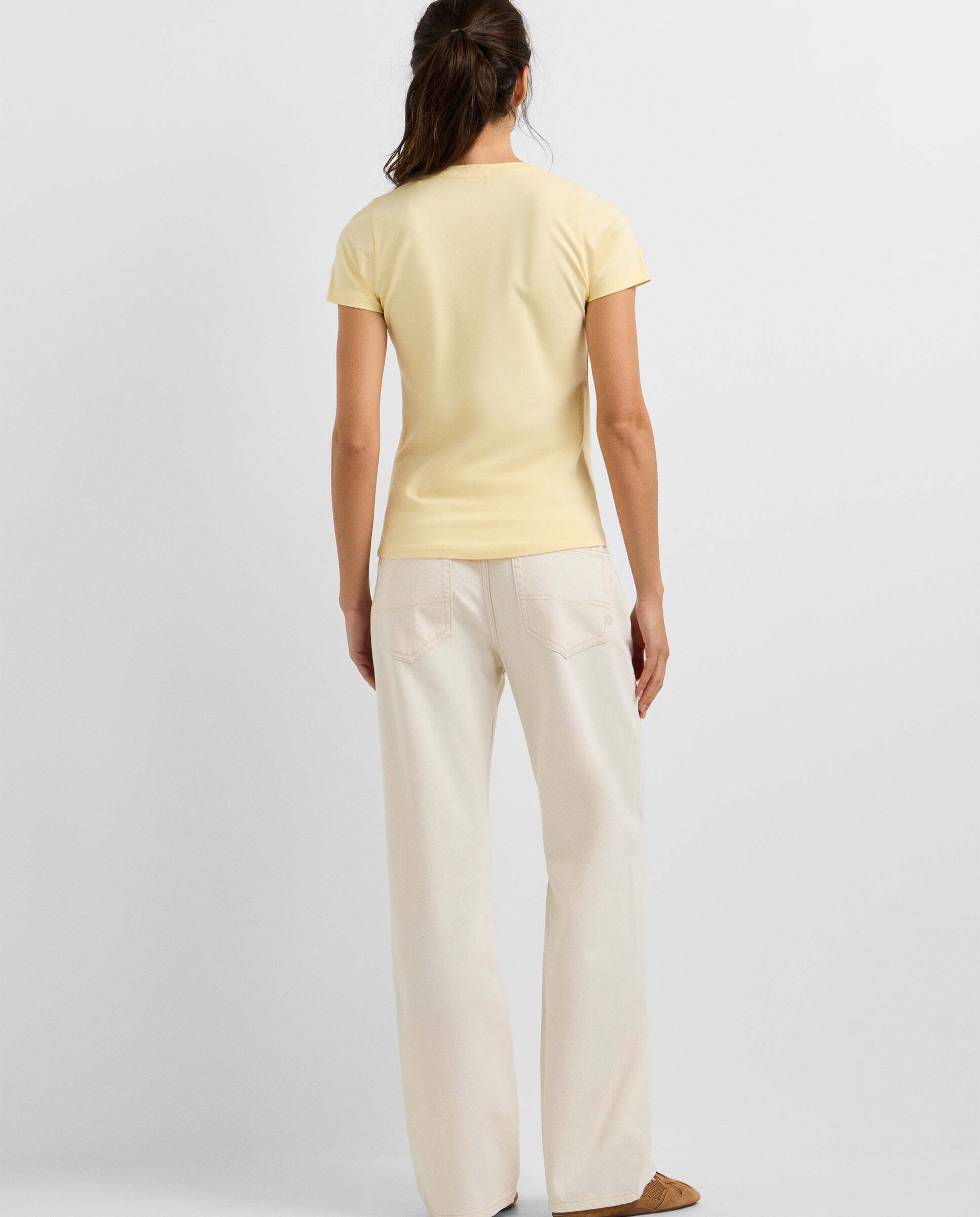 Camiseta de mujer manga corta con logo estampado - Pepe Jeans - Crema Crema-3