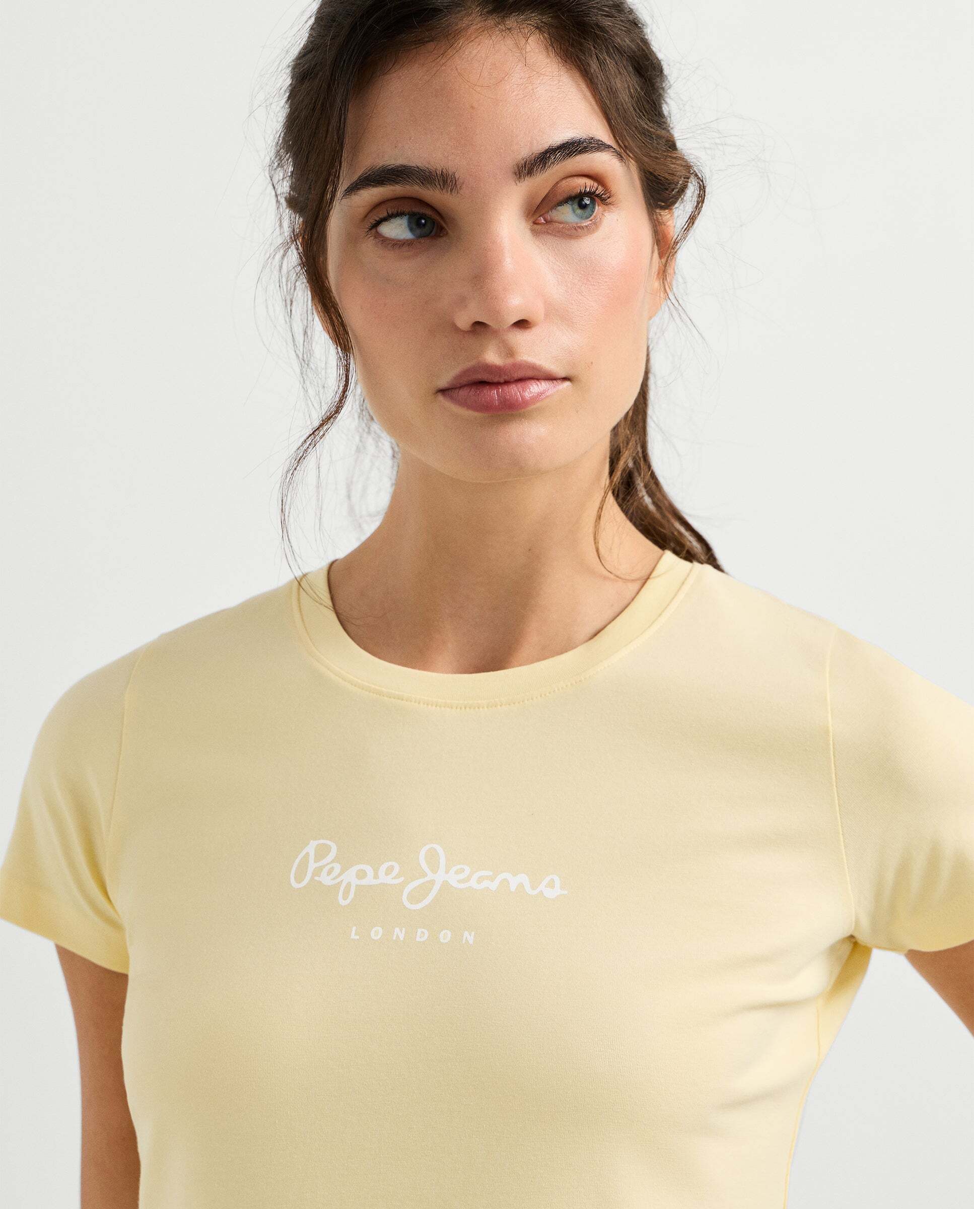 Camiseta de mujer manga corta con logo estampado - Pepe Jeans - Crema Crema-4