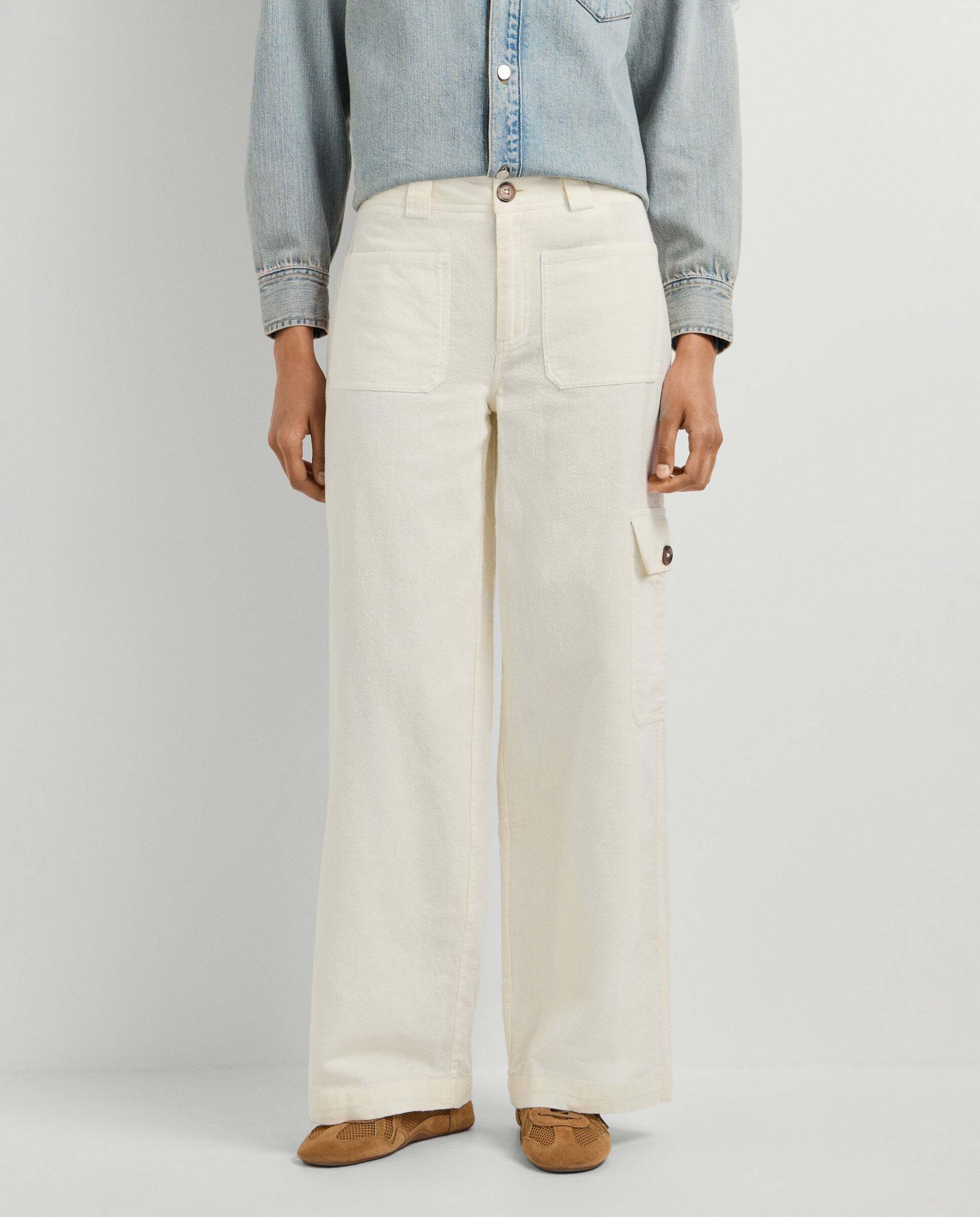 Pantalón de mujer cargo fit ancho - Pepe Jeans - Blanco Blanco-2