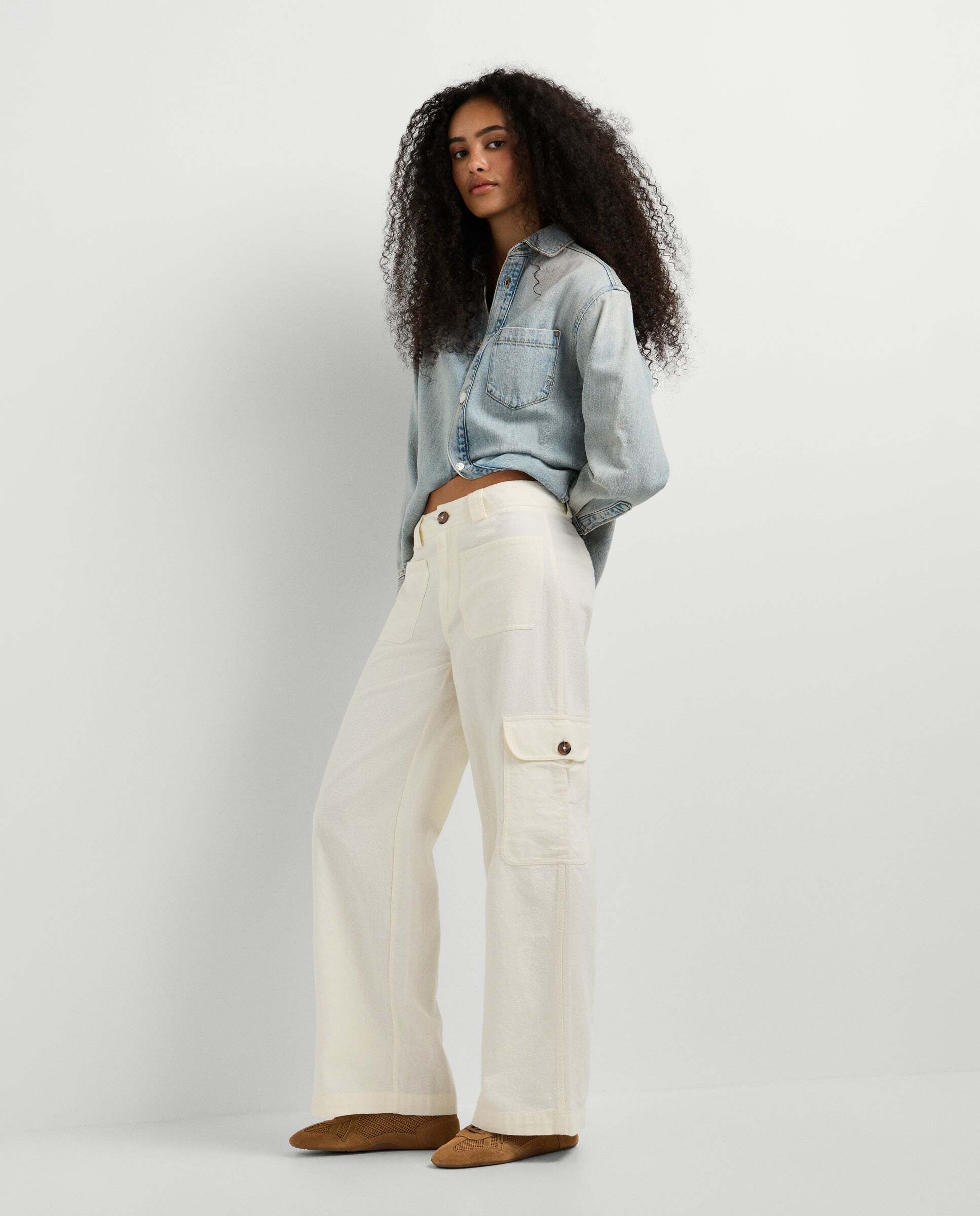 Pantalón de mujer cargo fit ancho - Pepe Jeans - Blanco Blanco-3