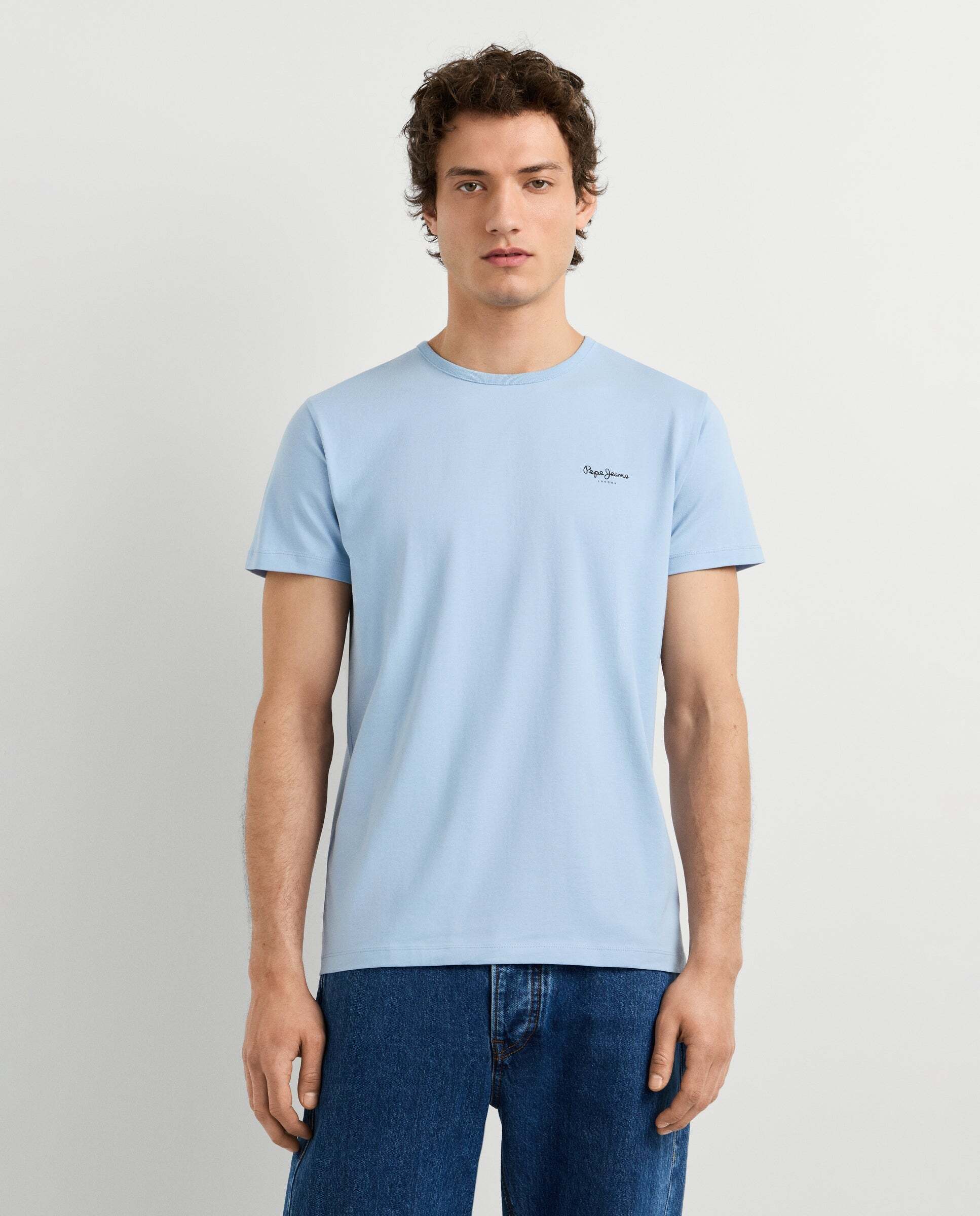 Camiseta de hombre ajustada con logotipo - Pepe Jeans - Azul claro Azul claro-1