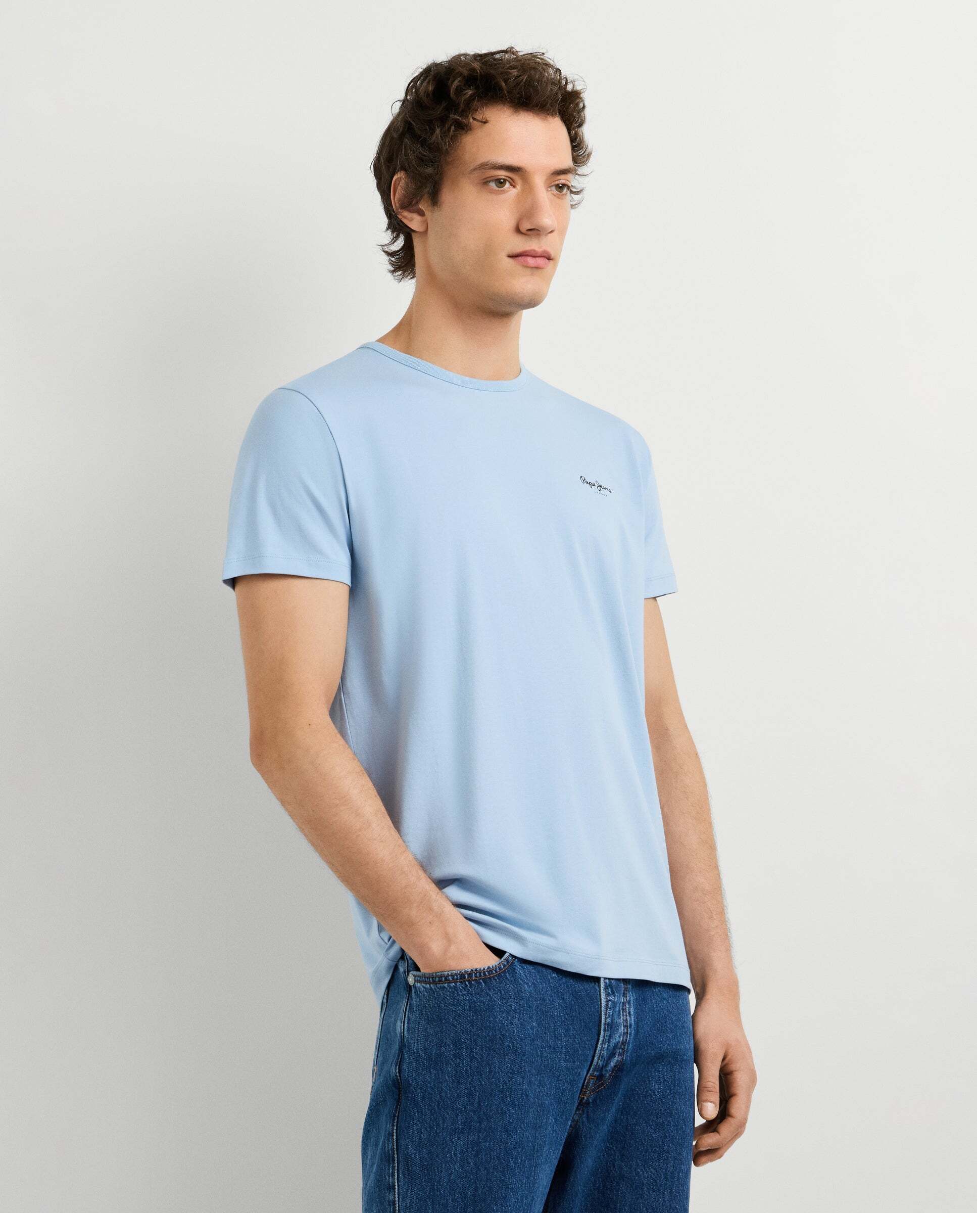 Camiseta de hombre ajustada con logotipo - Pepe Jeans - Azul claro Azul claro-6