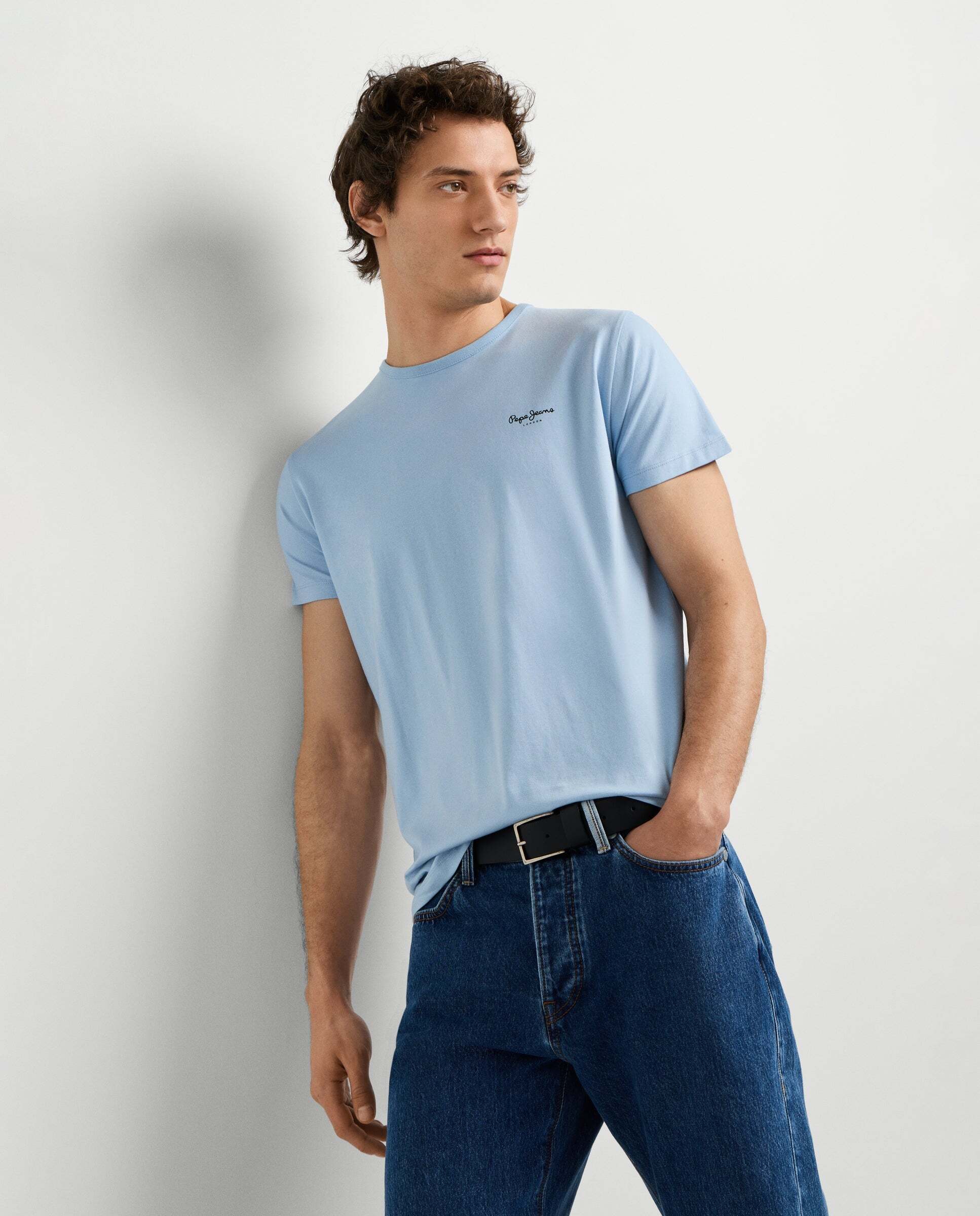 Camiseta de hombre ajustada con logotipo - Pepe Jeans - Azul claro Azul claro-7