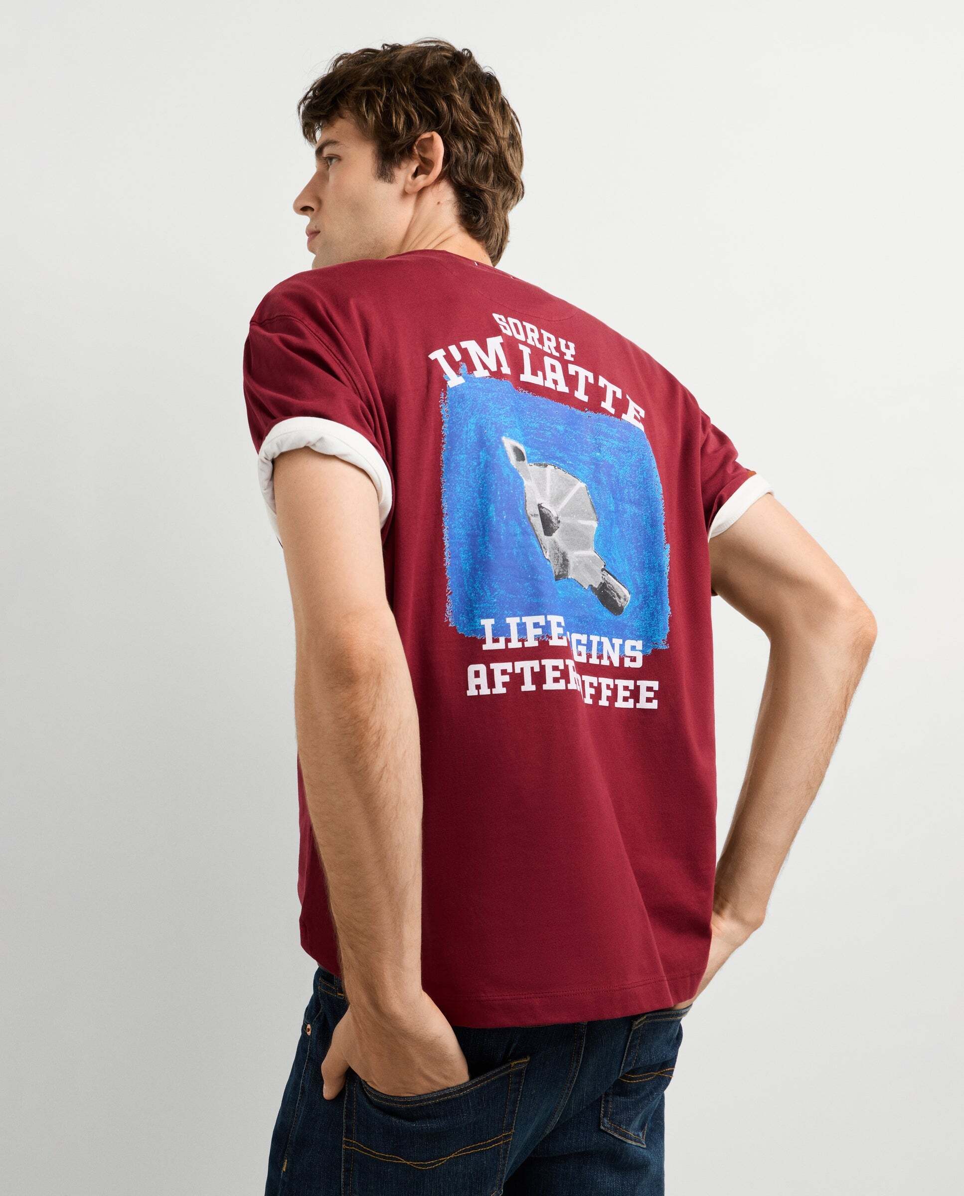 Imagen 3 de Camiseta de hombre espalda estampada fit casual - Pepe Jeans - Vino Vino
