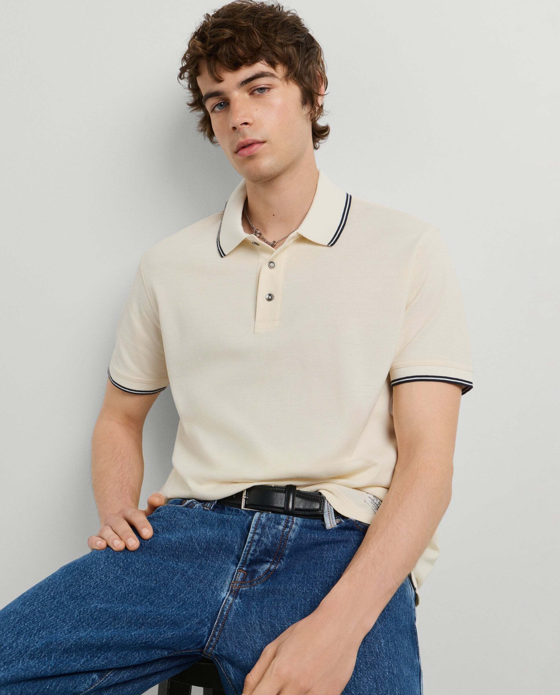 Imagen 0 de Polo de hombre piqué fit regular Blanco