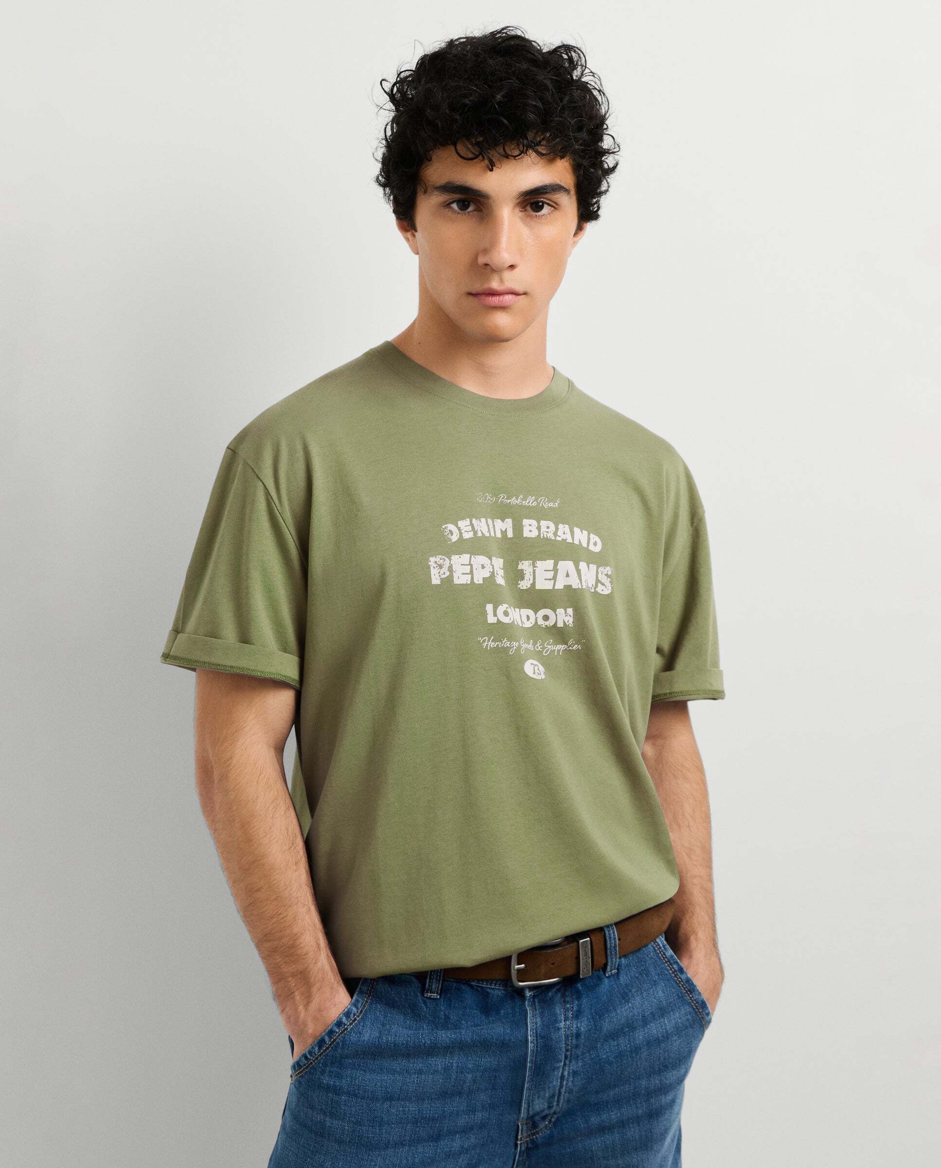 Imagen 1 de Camiseta de hombre logo estampado fit casual - Pepe Jeans - Verde militar Verde militar