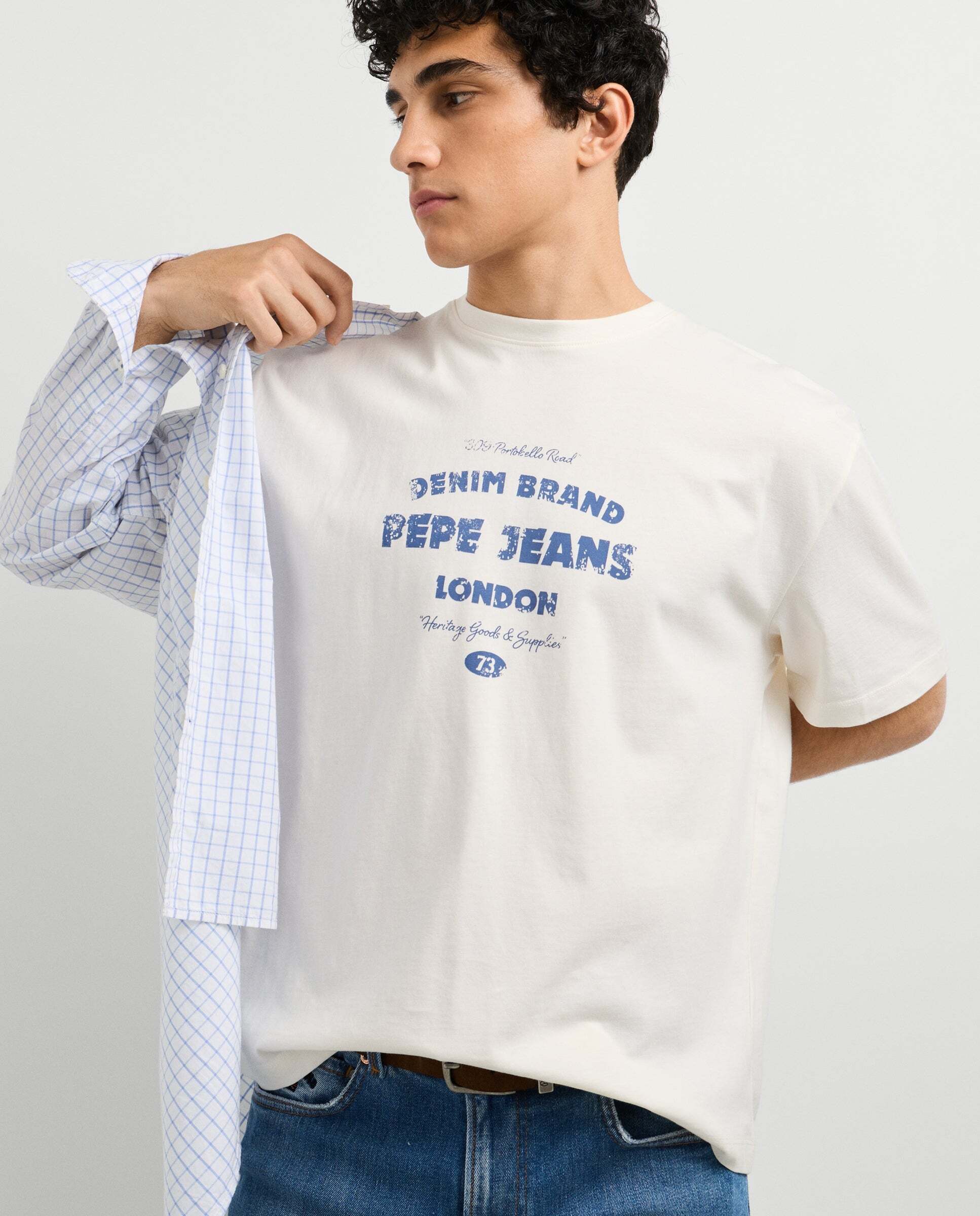 Imagen 1 de Camiseta de hombre logo estampado fit casual - Pepe Jeans - Blanco roto Blanco roto