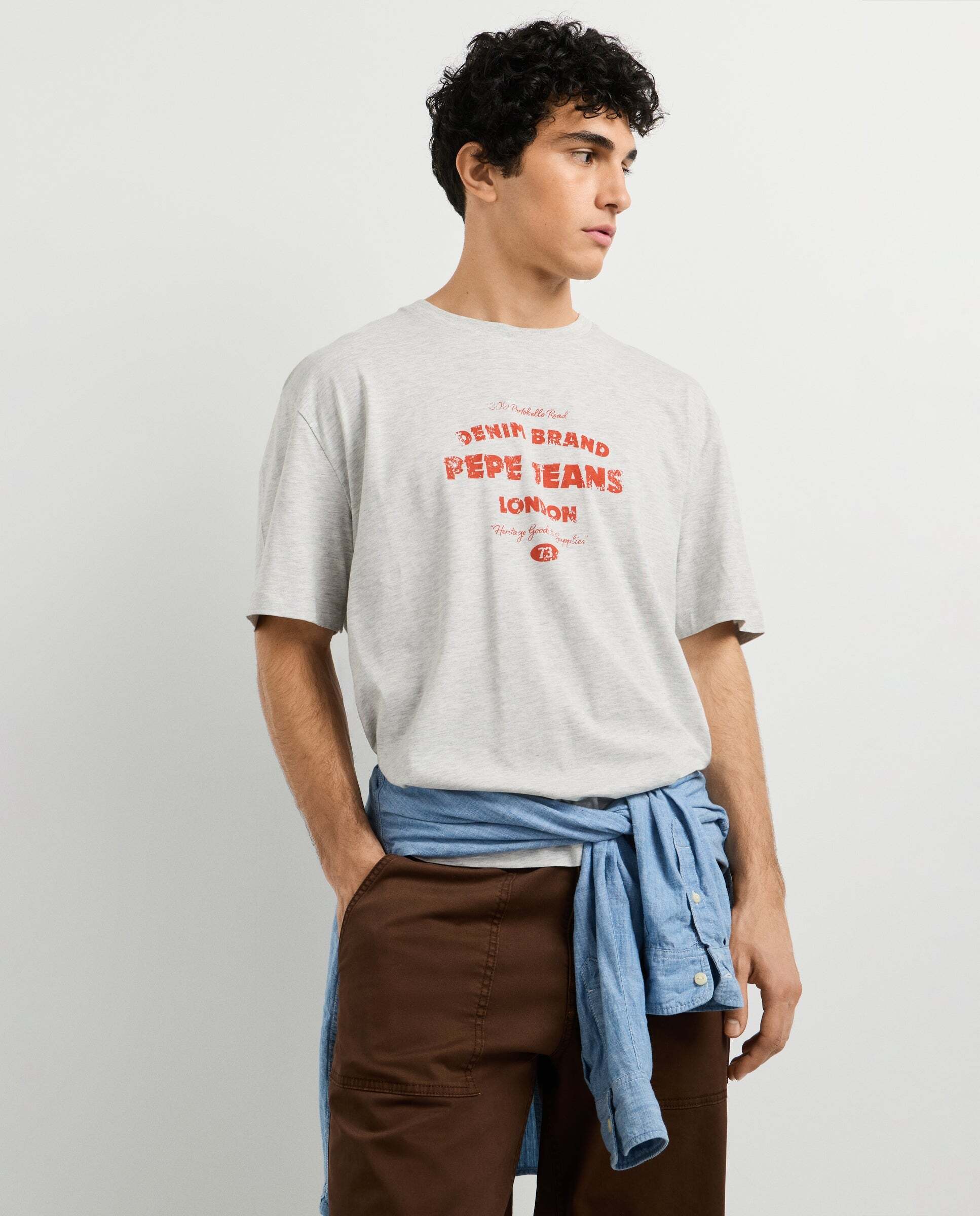 Imagen 1 de Camiseta de hombre logo estampado fit casual - Pepe Jeans - Gris claro Gris claro