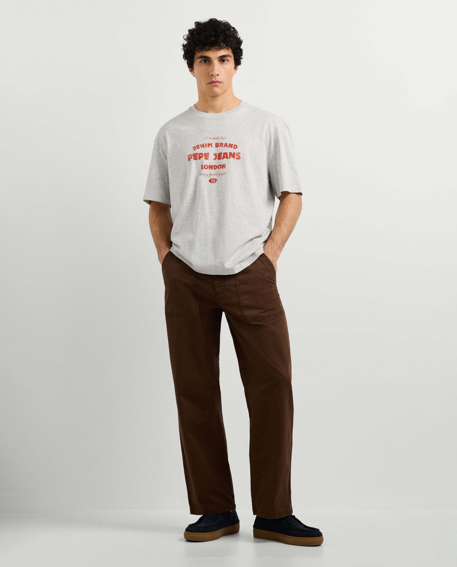 Imagen 2 de Camiseta de hombre logo estampado fit casual - Pepe Jeans - Gris claro Gris claro