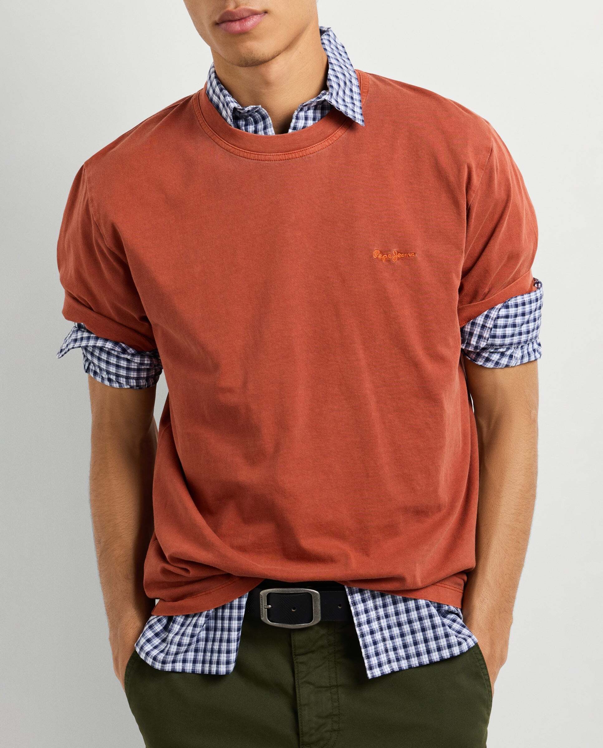Imagen 1 de Camiseta de hombre logo bordado fit regular - Pepe Jeans - Naranja fuerte Naranja fuerte