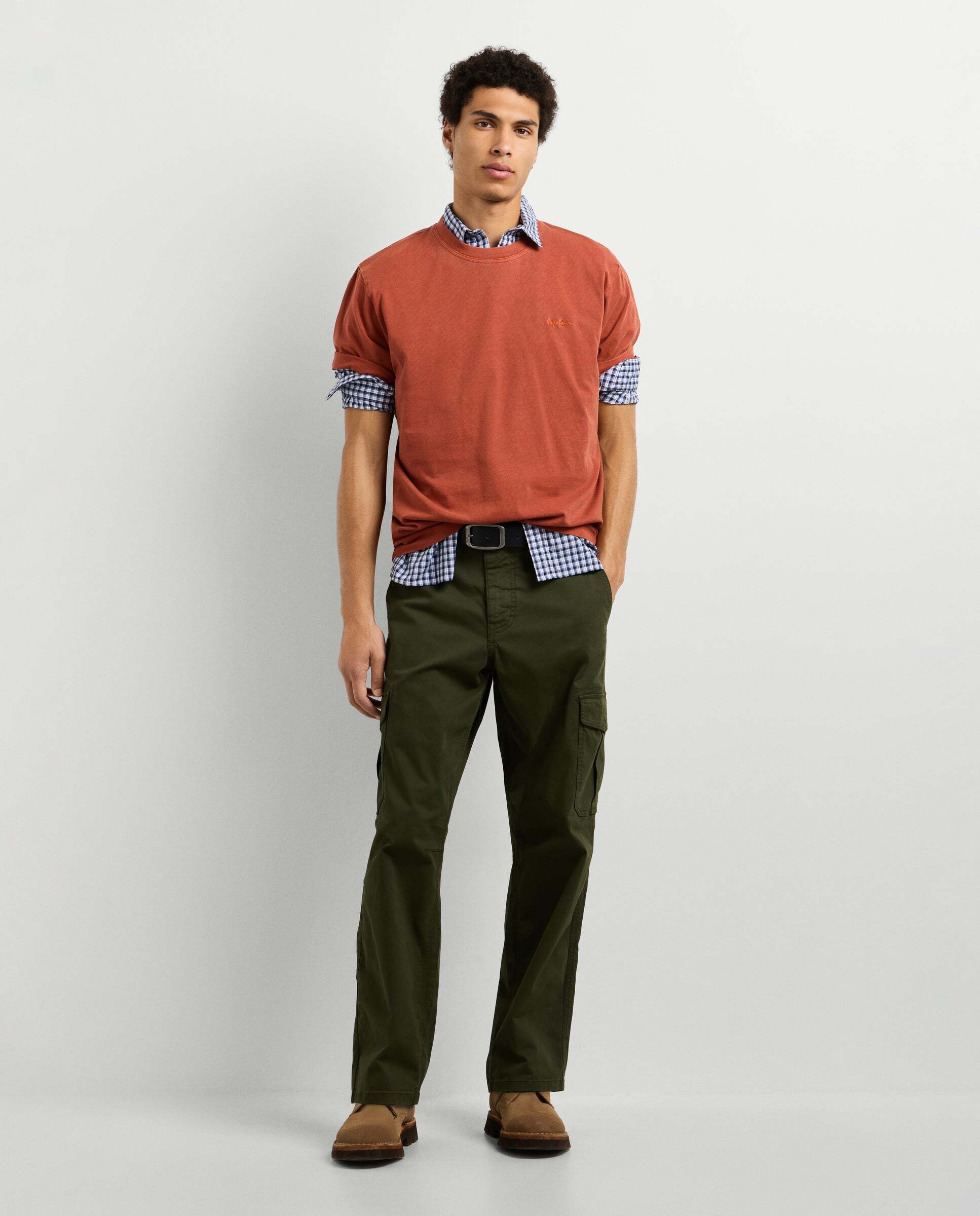 Imagen 2 de Camiseta de hombre logo bordado fit regular - Pepe Jeans - Naranja fuerte Naranja fuerte