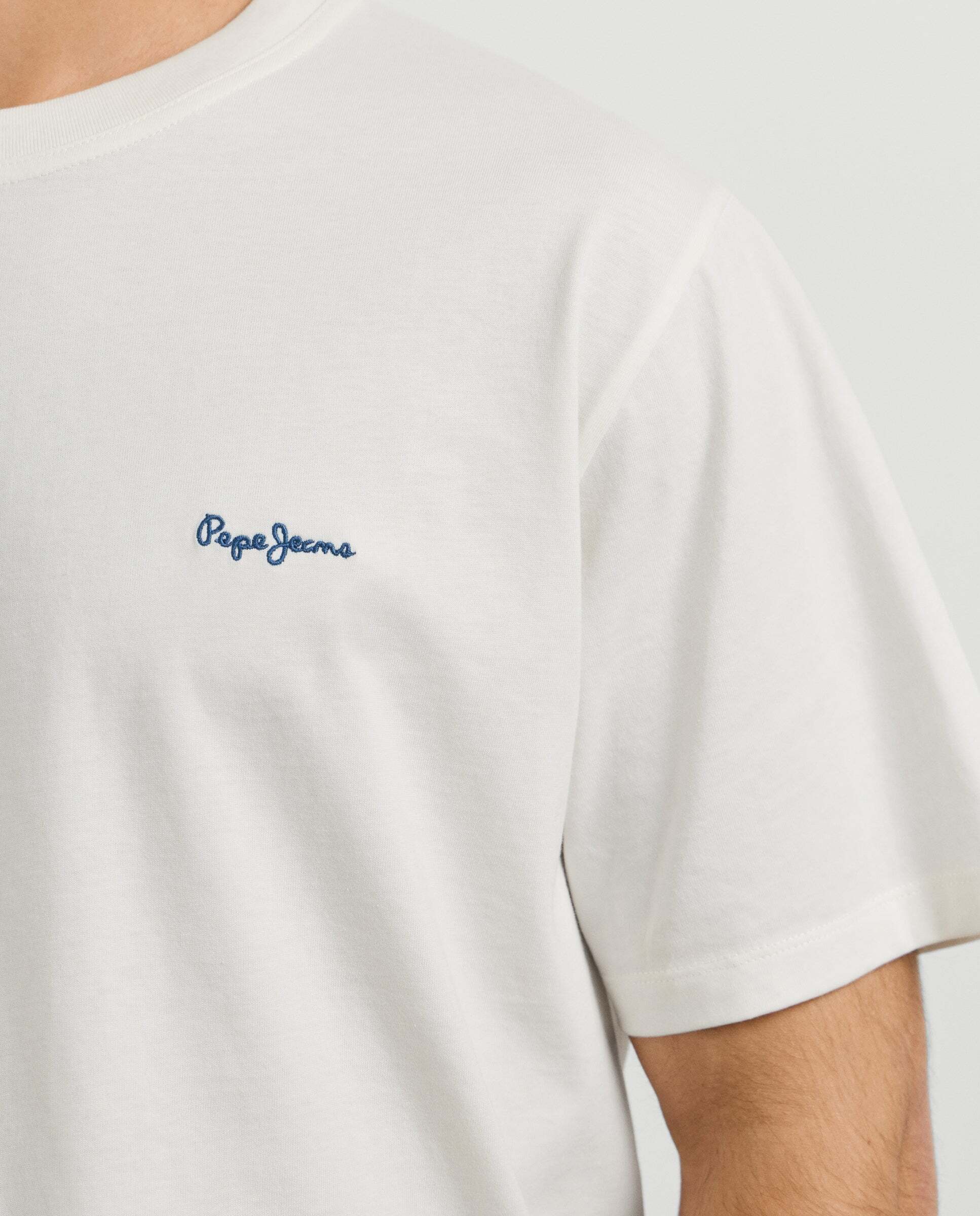 Imagen 4 de Camiseta de hombre logo bordado fit regular - Pepe Jeans - Blanco roto Blanco roto