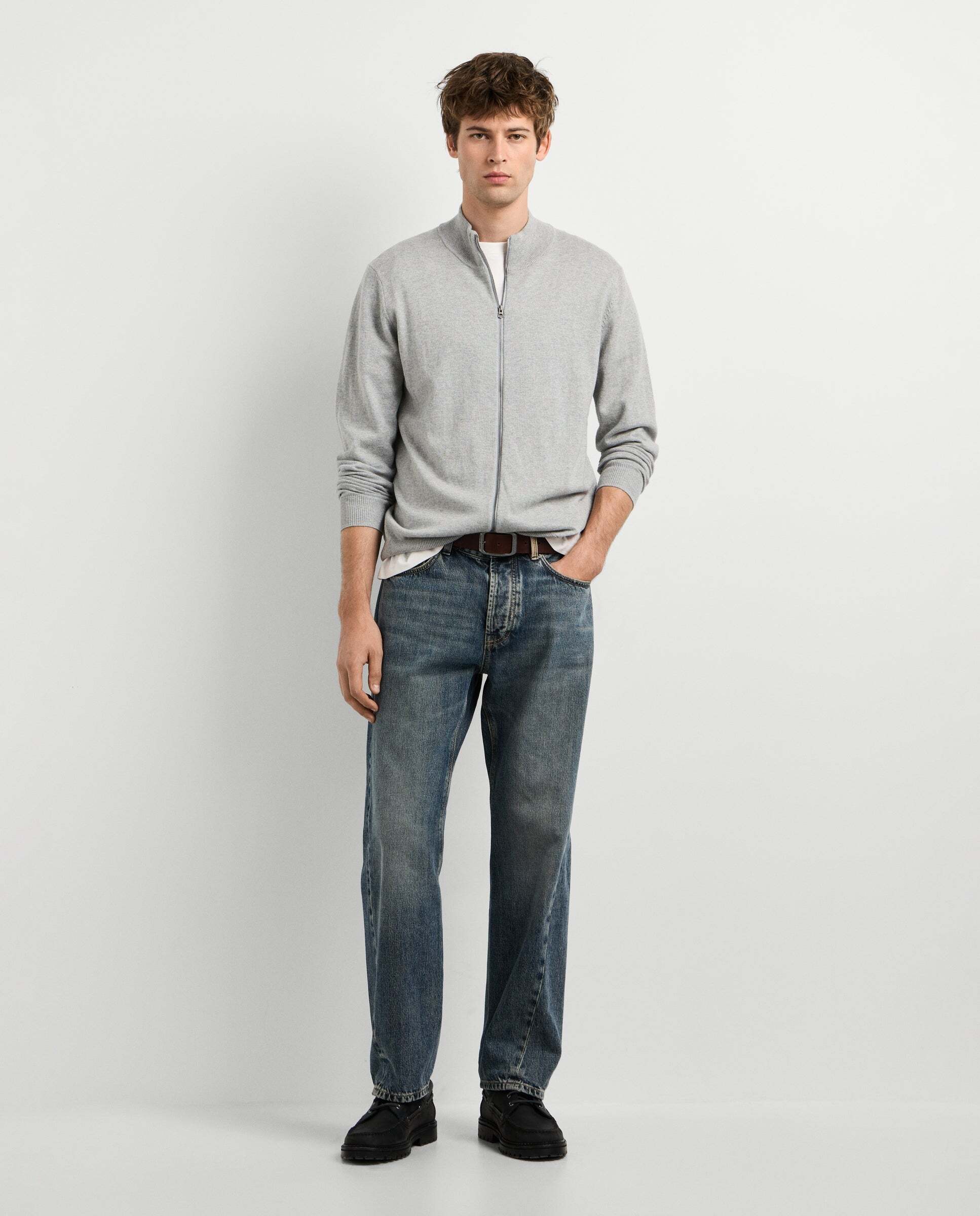 Cárdigan de hombre punto cuello alto fit regular - Pepe Jeans - Gris Gris-2