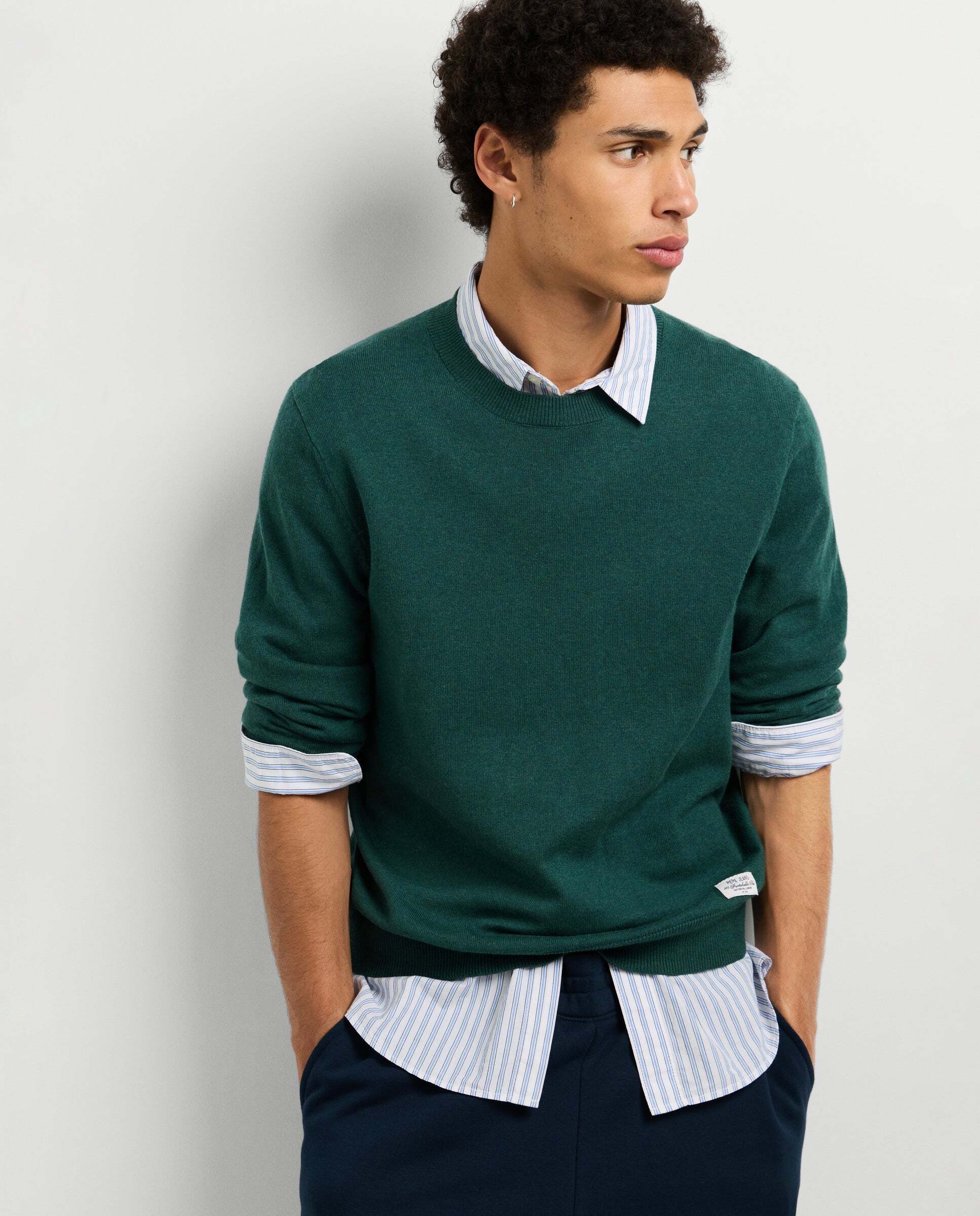 Jersey de hombre punto cuello redondo fit regular - Pepe Jeans - Verde Verde-1