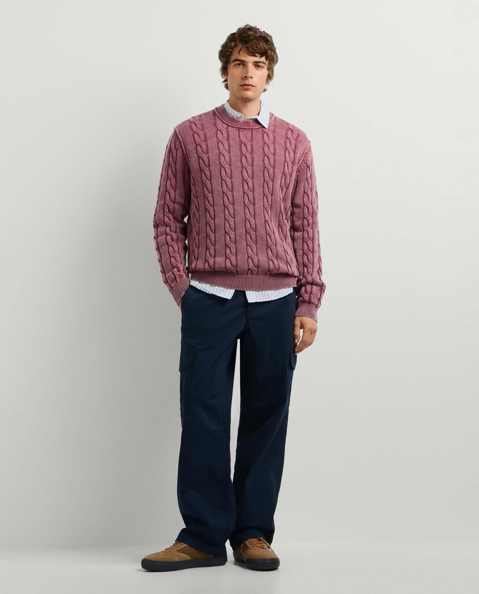 Jersey de hombre trenzado fit regular - Pepe Jeans - Vino Vino-2