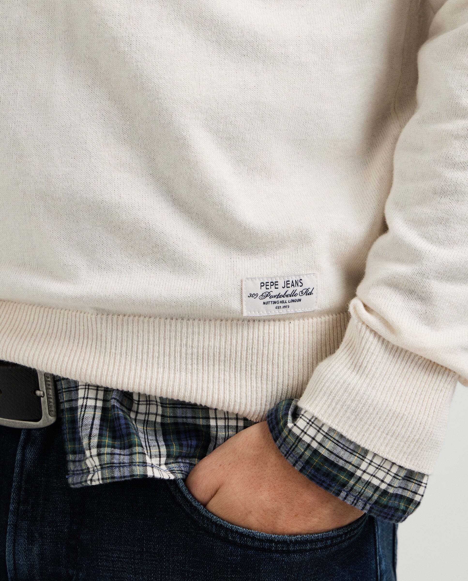 Jersey de hombre punto cuello redondo fit regular - Pepe Jeans - Blanco Blanco-4