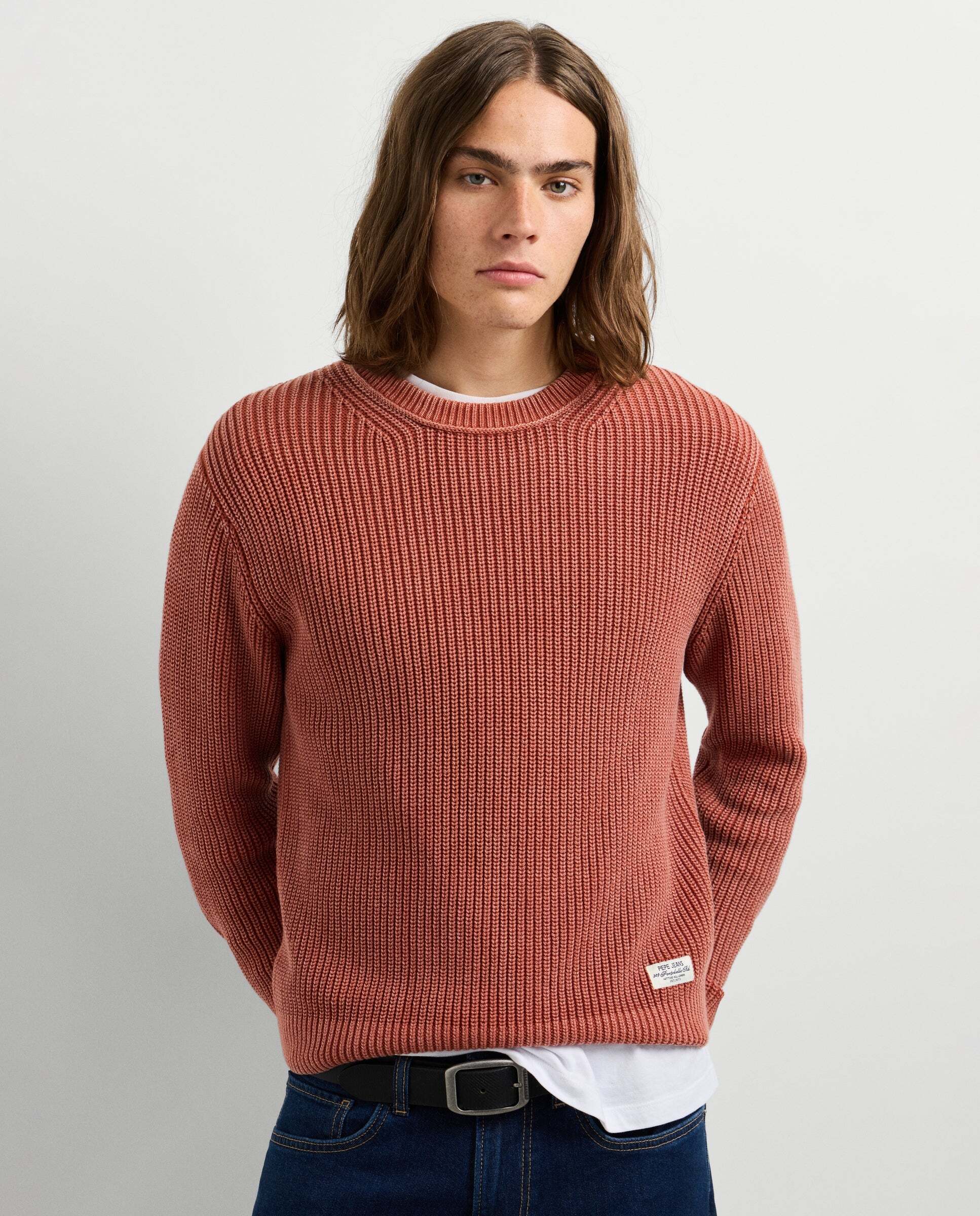Jersey de hombre punto cuello redondo fit regular - Pepe Jeans - Naranja fuerte Naranja fuerte-1