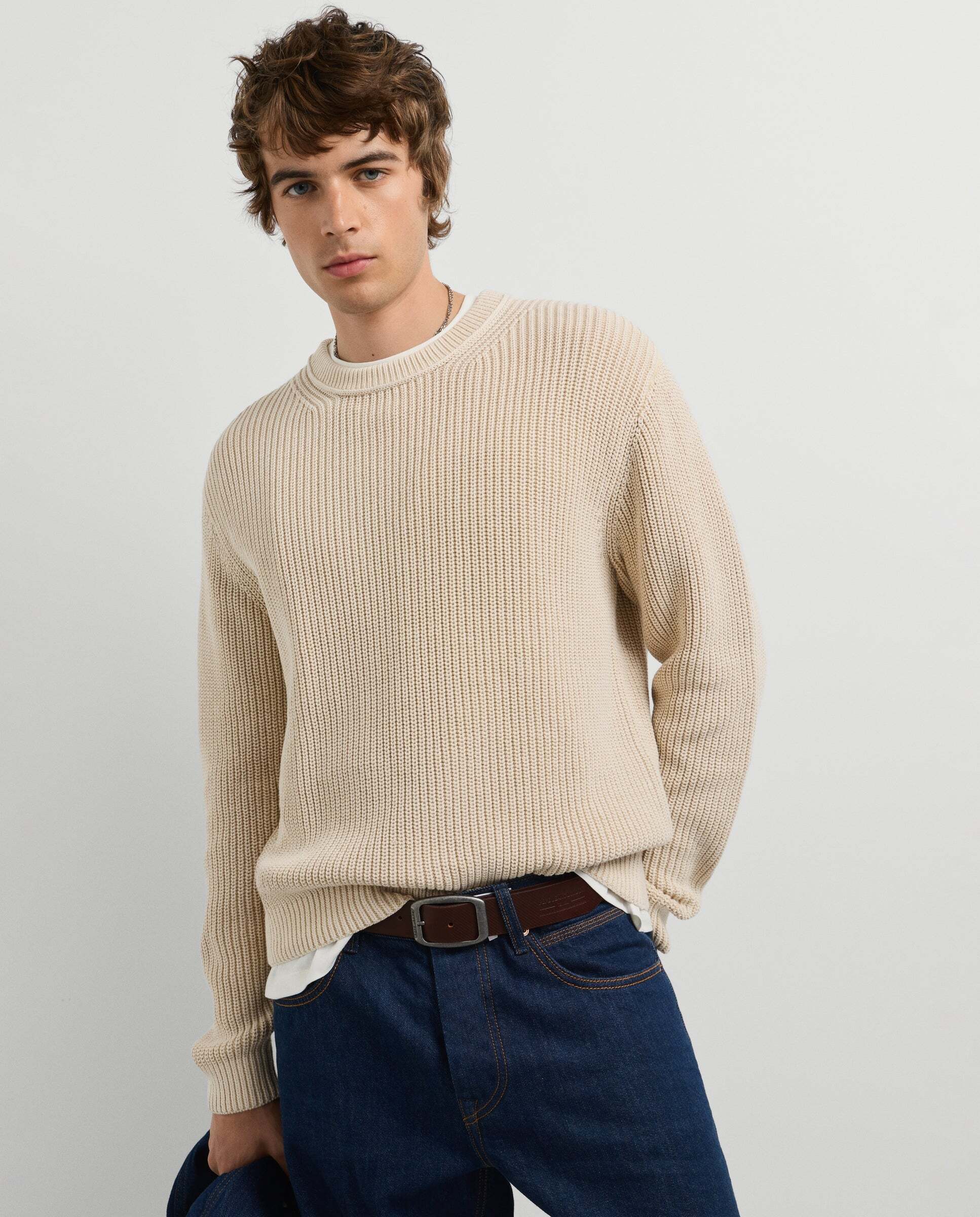 Jersey de hombre punto cuello redondo fit regular - Pepe Jeans - Beige Beige-1