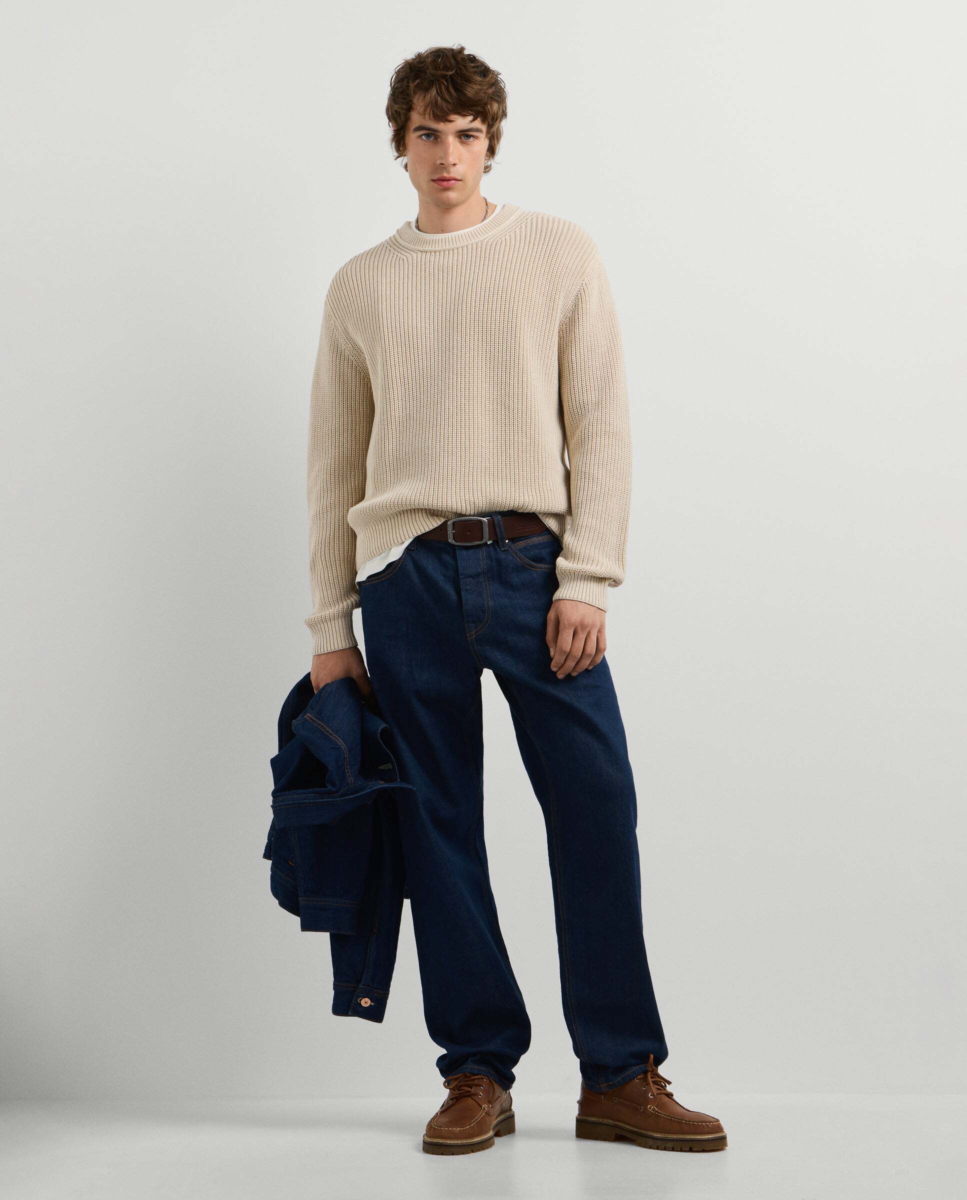Jersey de hombre punto cuello redondo fit regular - Pepe Jeans - Beige Beige-2