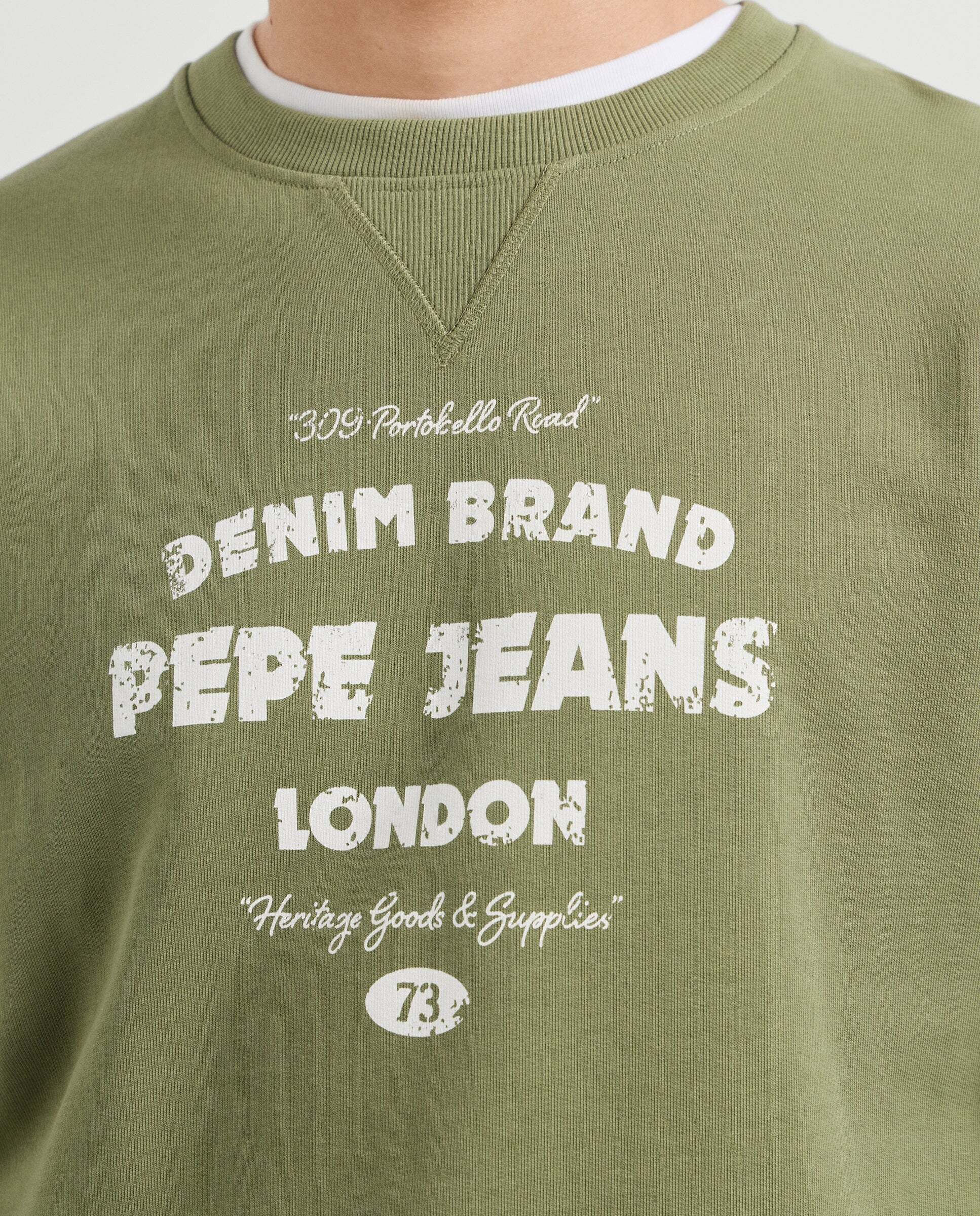 Sudadera de hombre cuello redondo fit casual - Pepe Jeans - Verde militar Verde militar-5
