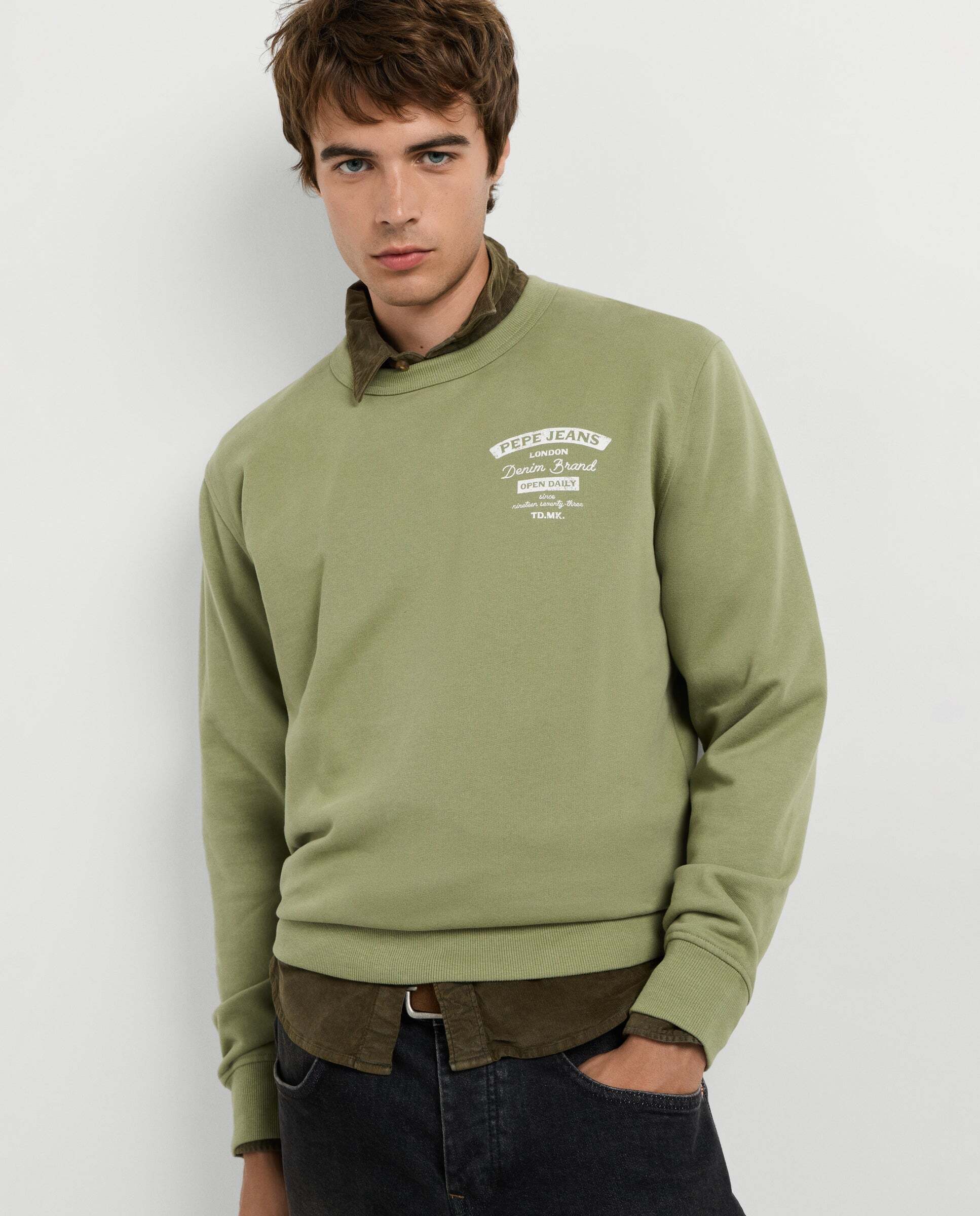 Sudadera de hombre cuello redondo fit regular - Pepe Jeans - Verde Verde-1