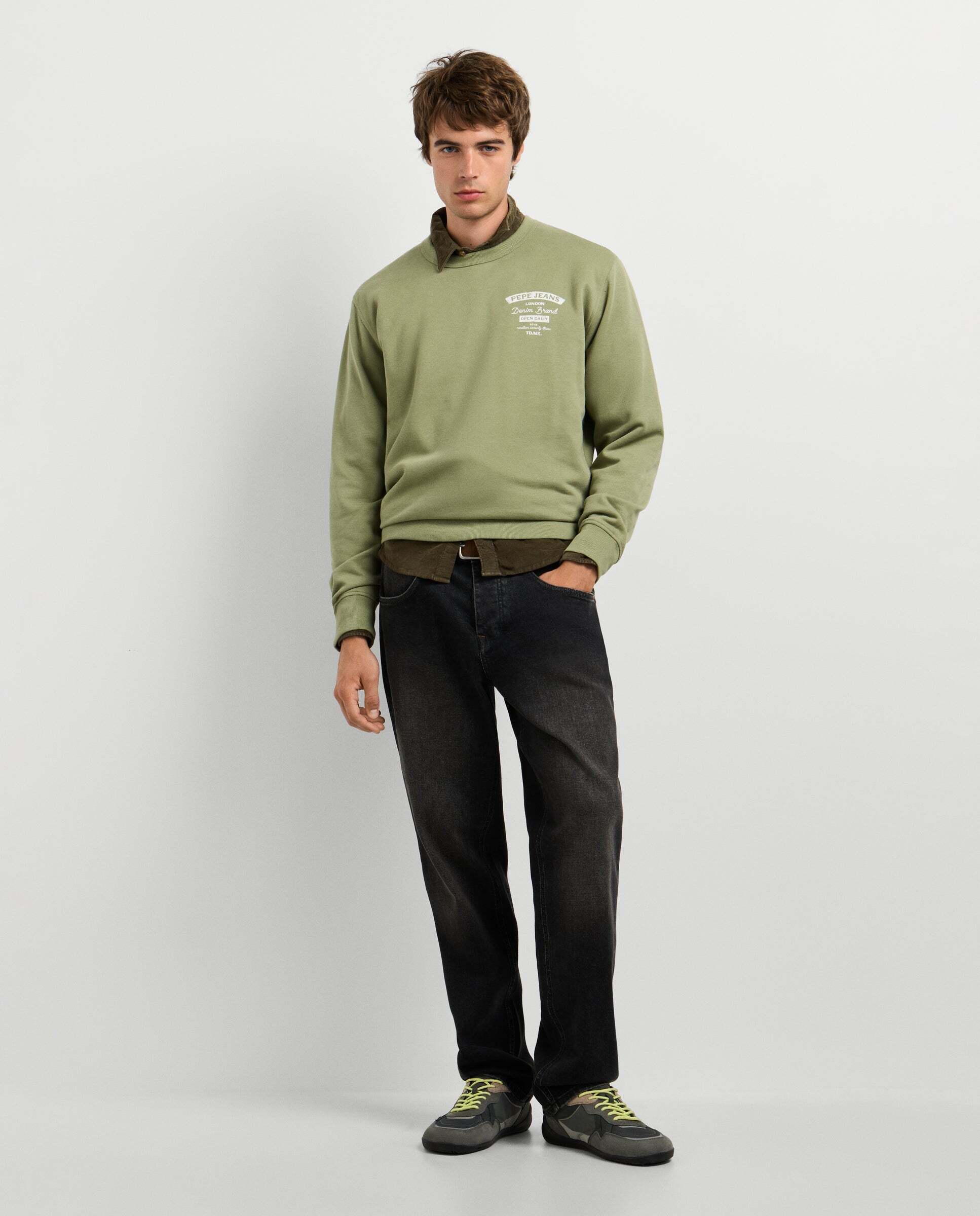 Sudadera de hombre cuello redondo fit regular - Pepe Jeans - Verde Verde-2