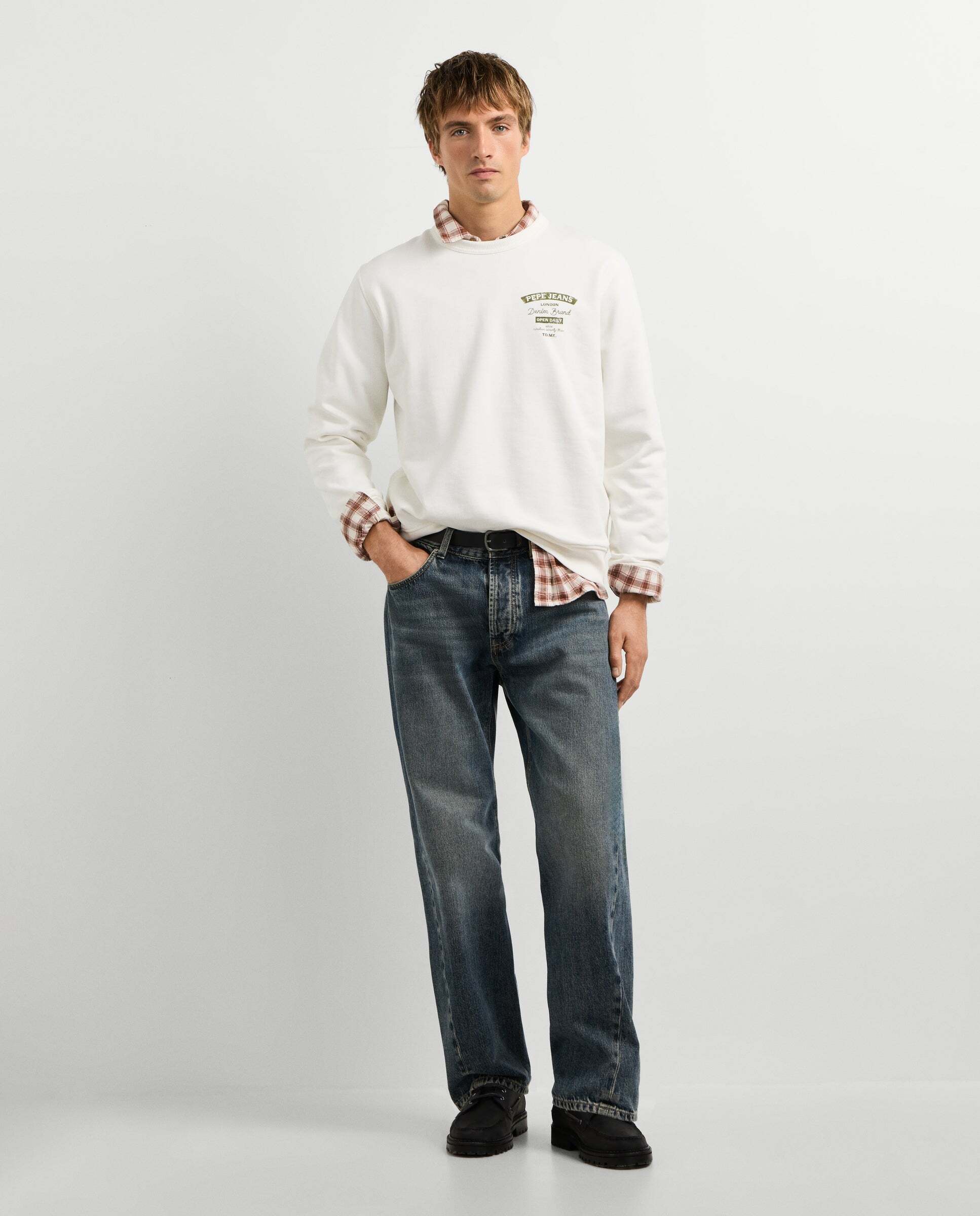 Sudadera de hombre cuello redondo fit regular - Pepe Jeans - Blanco Blanco-2