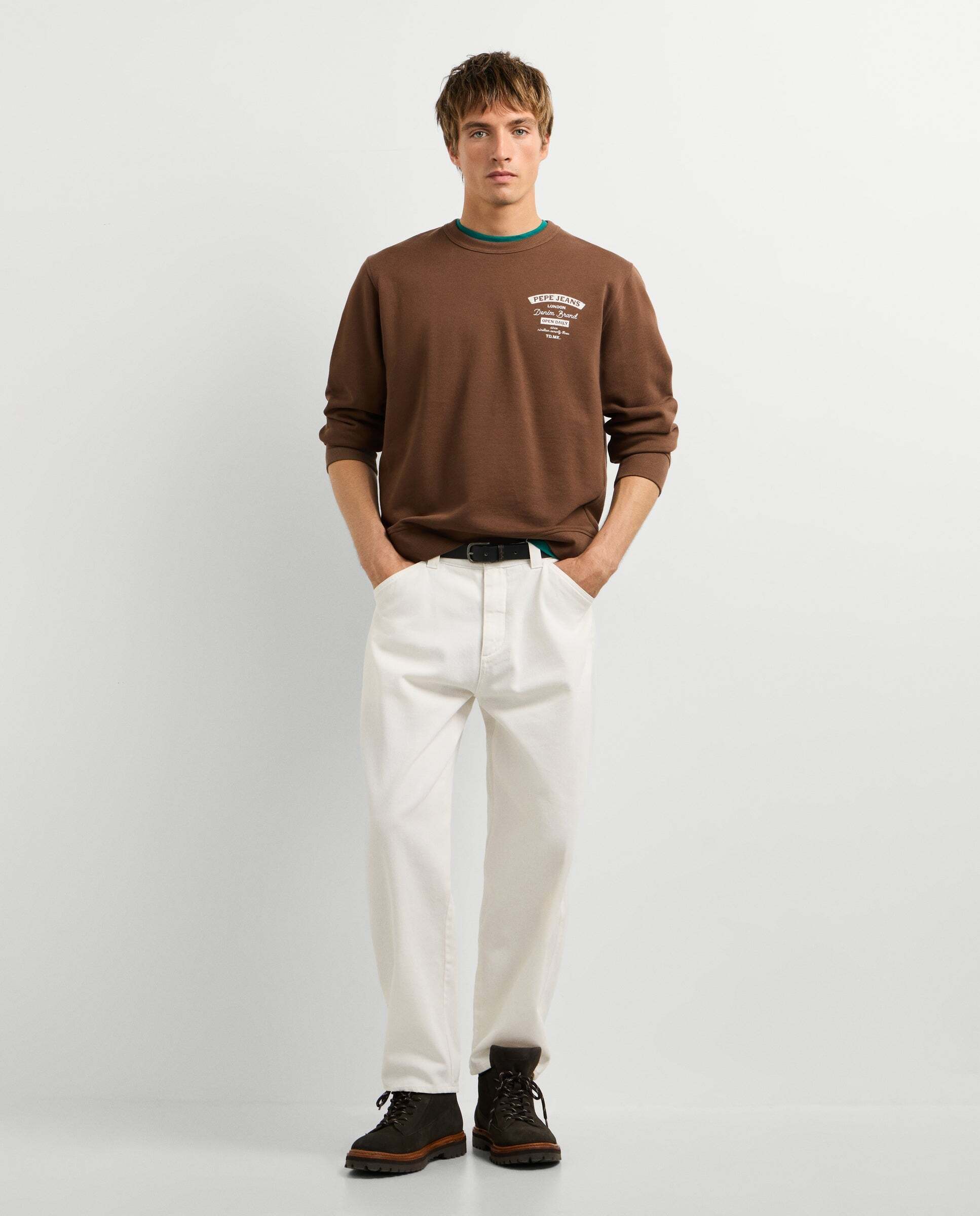 Sudadera de hombre cuello redondo fit regular - Pepe Jeans - Marrón Marrón-2