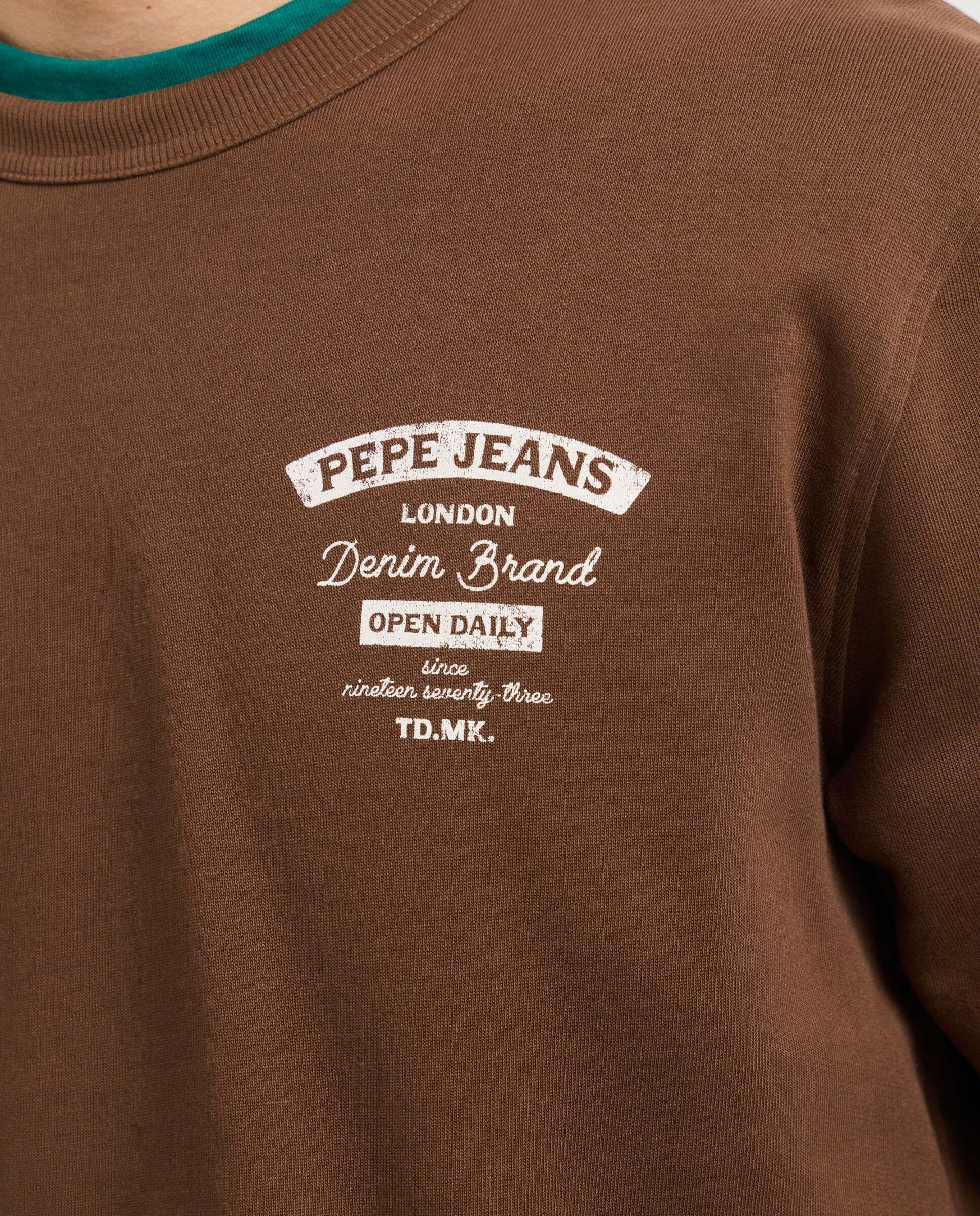 Sudadera de hombre cuello redondo fit regular - Pepe Jeans - Marrón Marrón-4