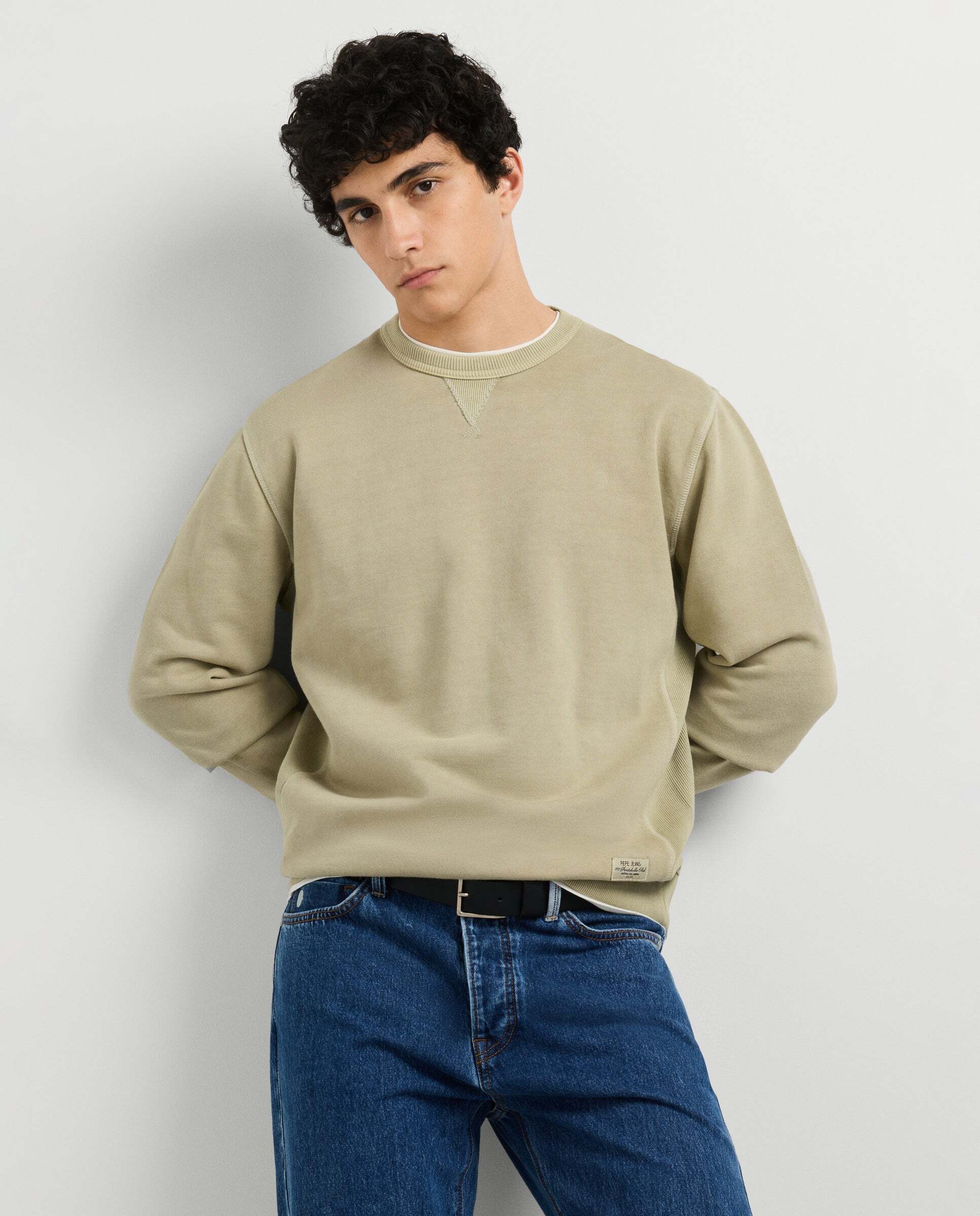 Sudadera de hombre cuello redondo fit regular - Pepe Jeans - Verde militar Verde militar-1