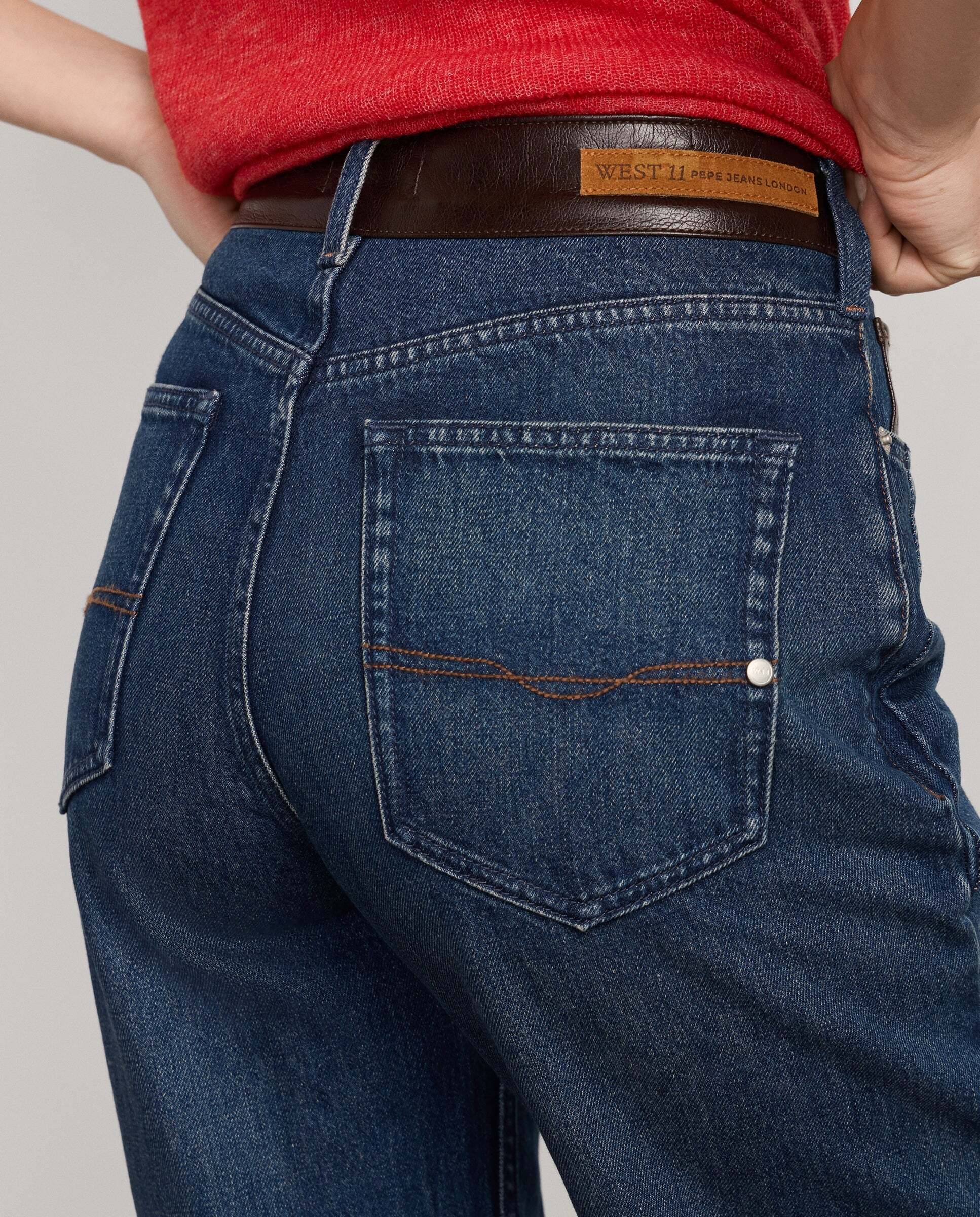 W11 eden hw straight contrast - Pepe Jeans - vaquero de mujer fit recto tiro alto - Azul Azul-4