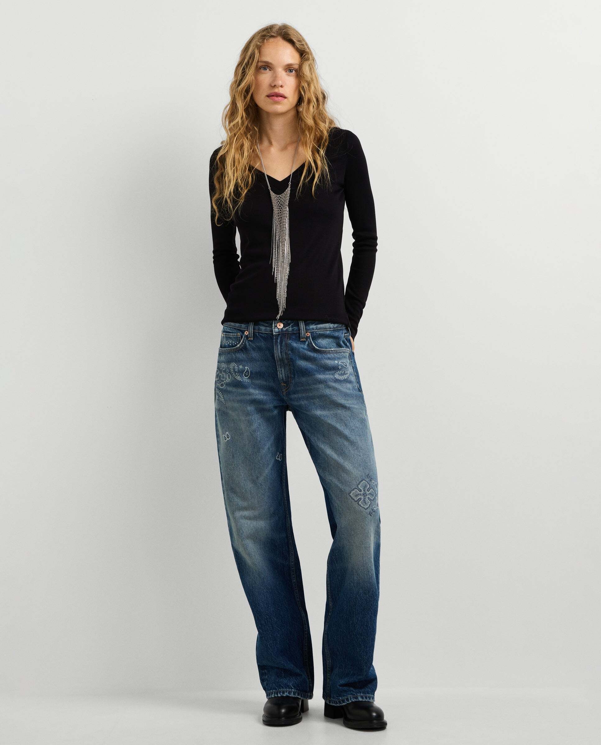 Vaquero de mujer fit loose tiro bajo - Pepe Jeans - Azul Azul-1