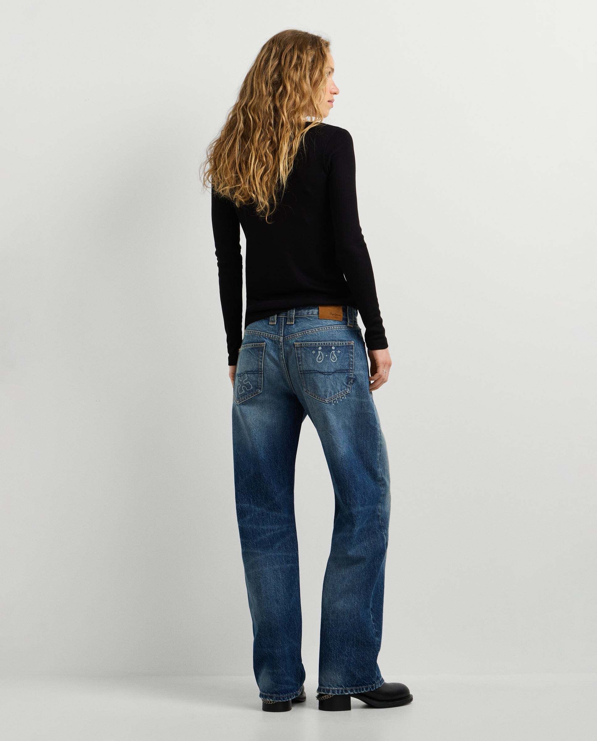 Vaquero de mujer fit loose tiro bajo - Pepe Jeans - Azul Azul-3