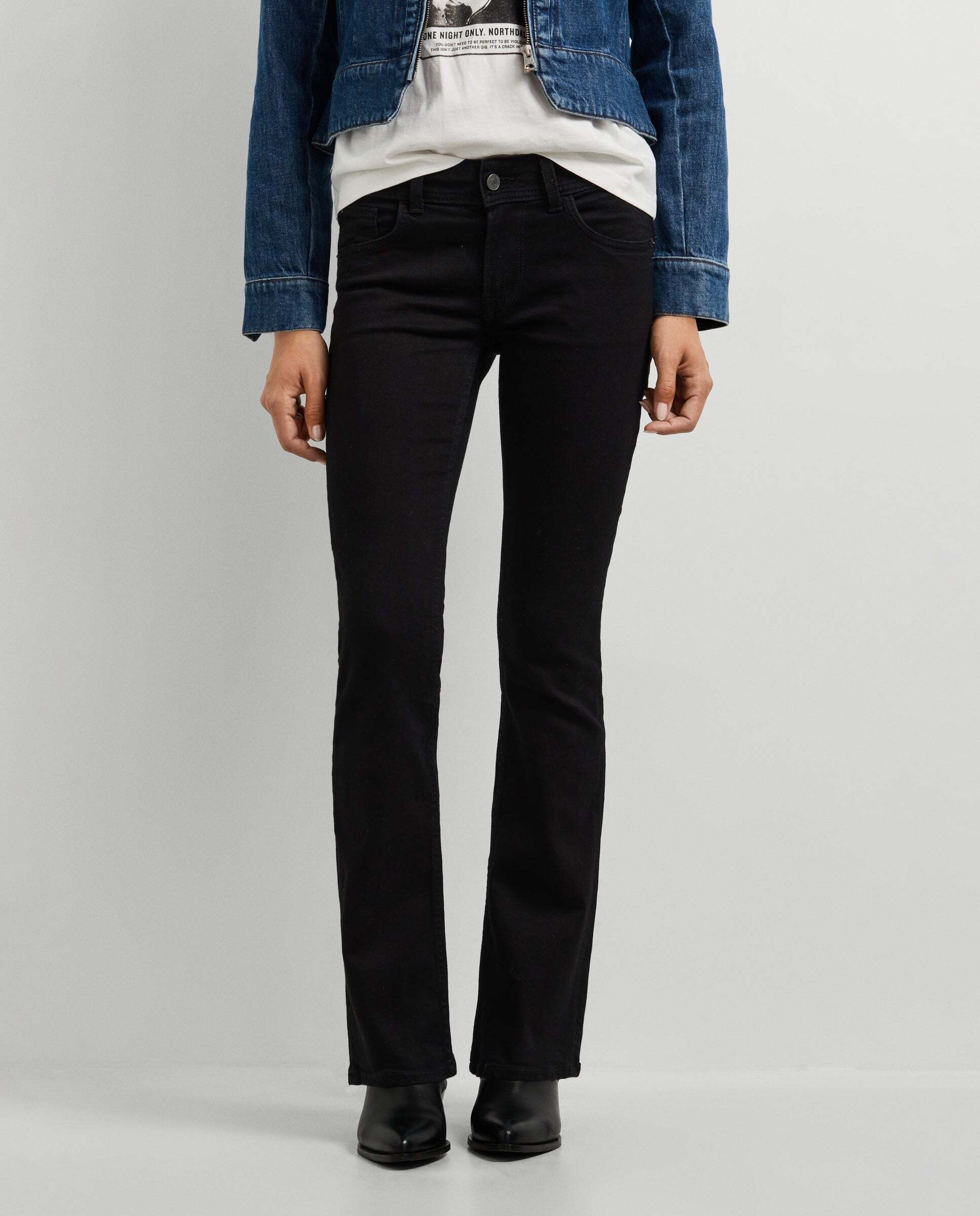 Vaquero de mujer fit flare tiro bajo - Pepe Jeans - Negro Negro-2