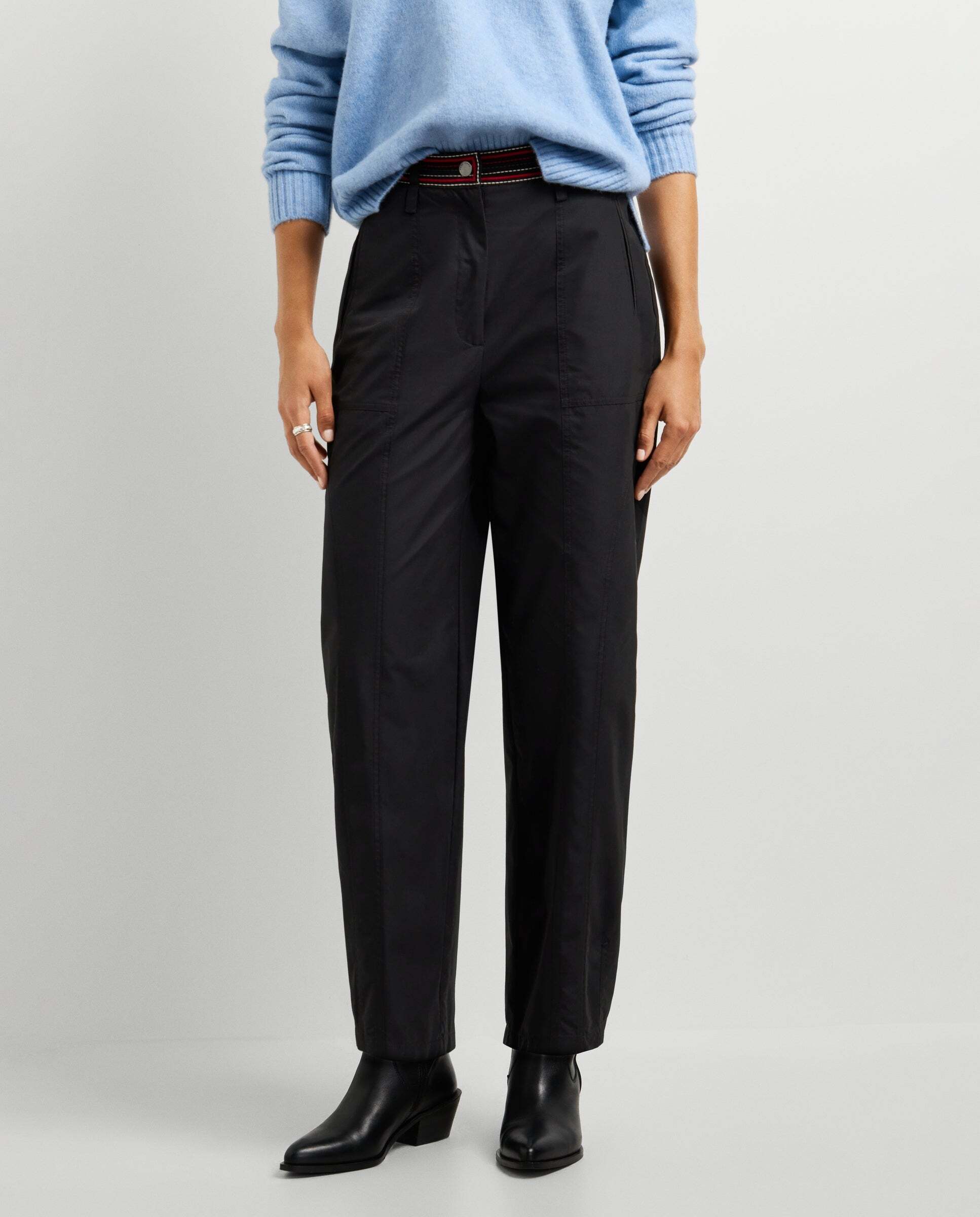 Pantalón de mujer ancho con detalles bordados - Pepe Jeans - Negro Negro-1