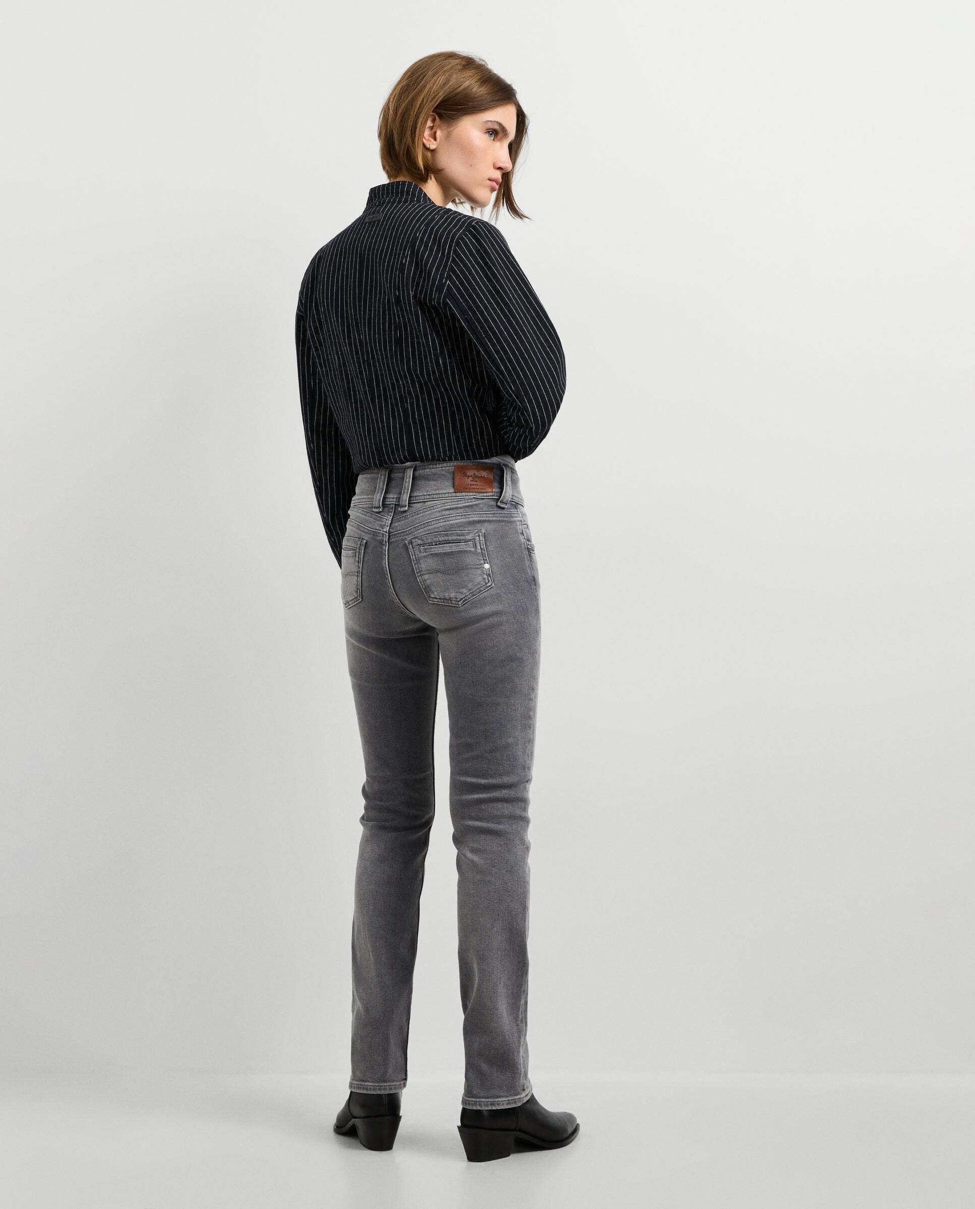Vaquero de mujer fit slim tiro medio - Pepe Jeans - Gris Gris-3