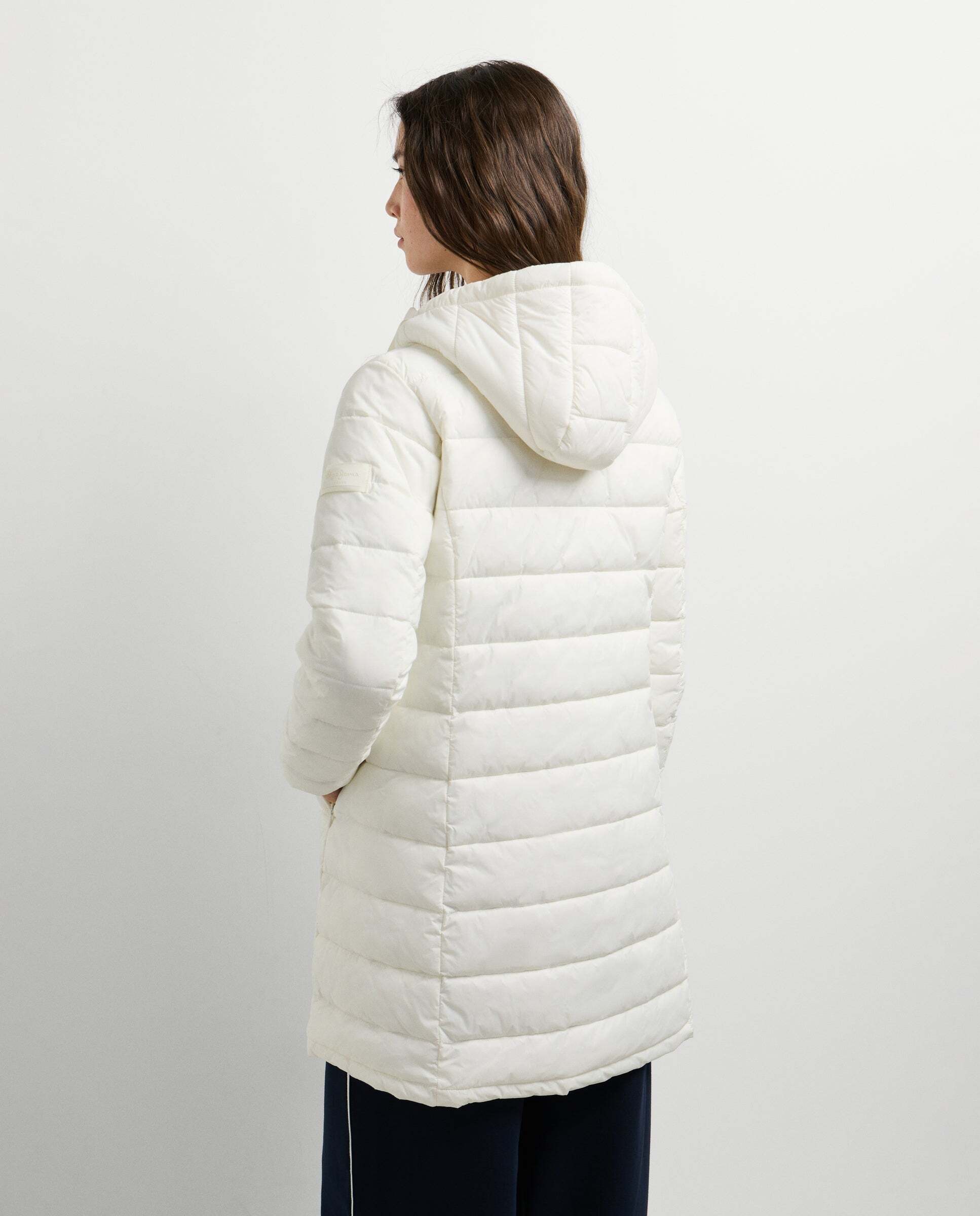 Plumífero de mujer largo con capucha - Pepe Jeans - Blanco Blanco-2