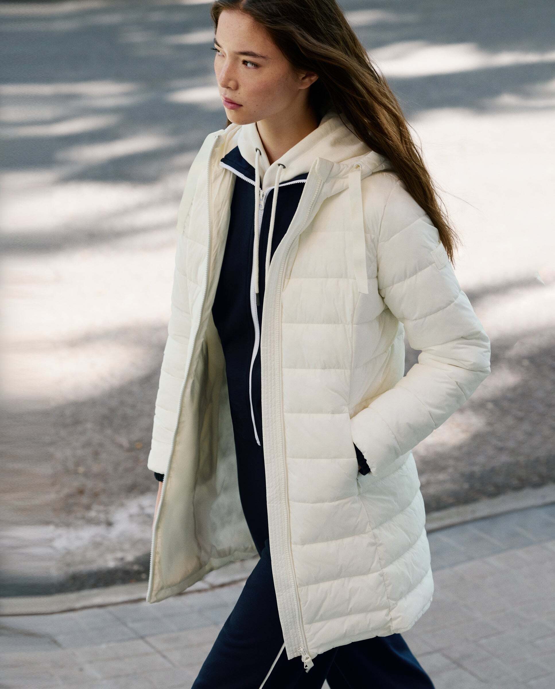 Plumífero de mujer largo con capucha - Pepe Jeans - Blanco Blanco-3