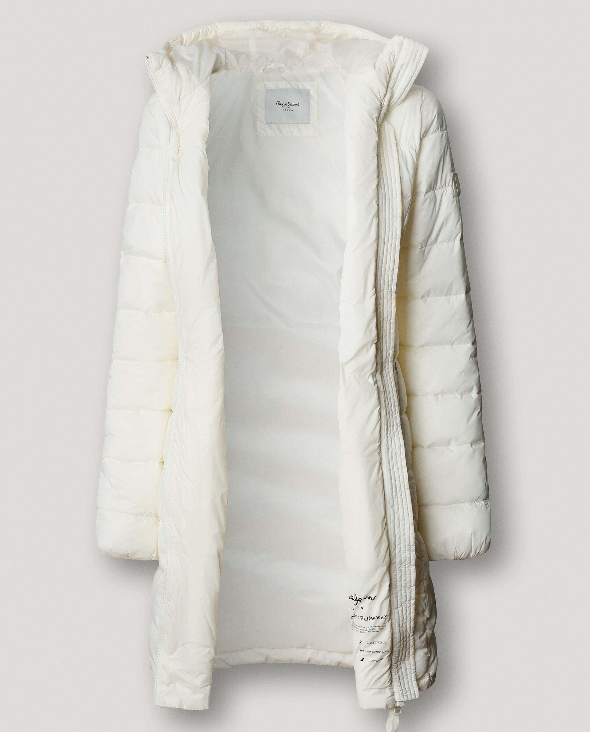 Plumífero de mujer largo con capucha - Pepe Jeans - Blanco Blanco-5