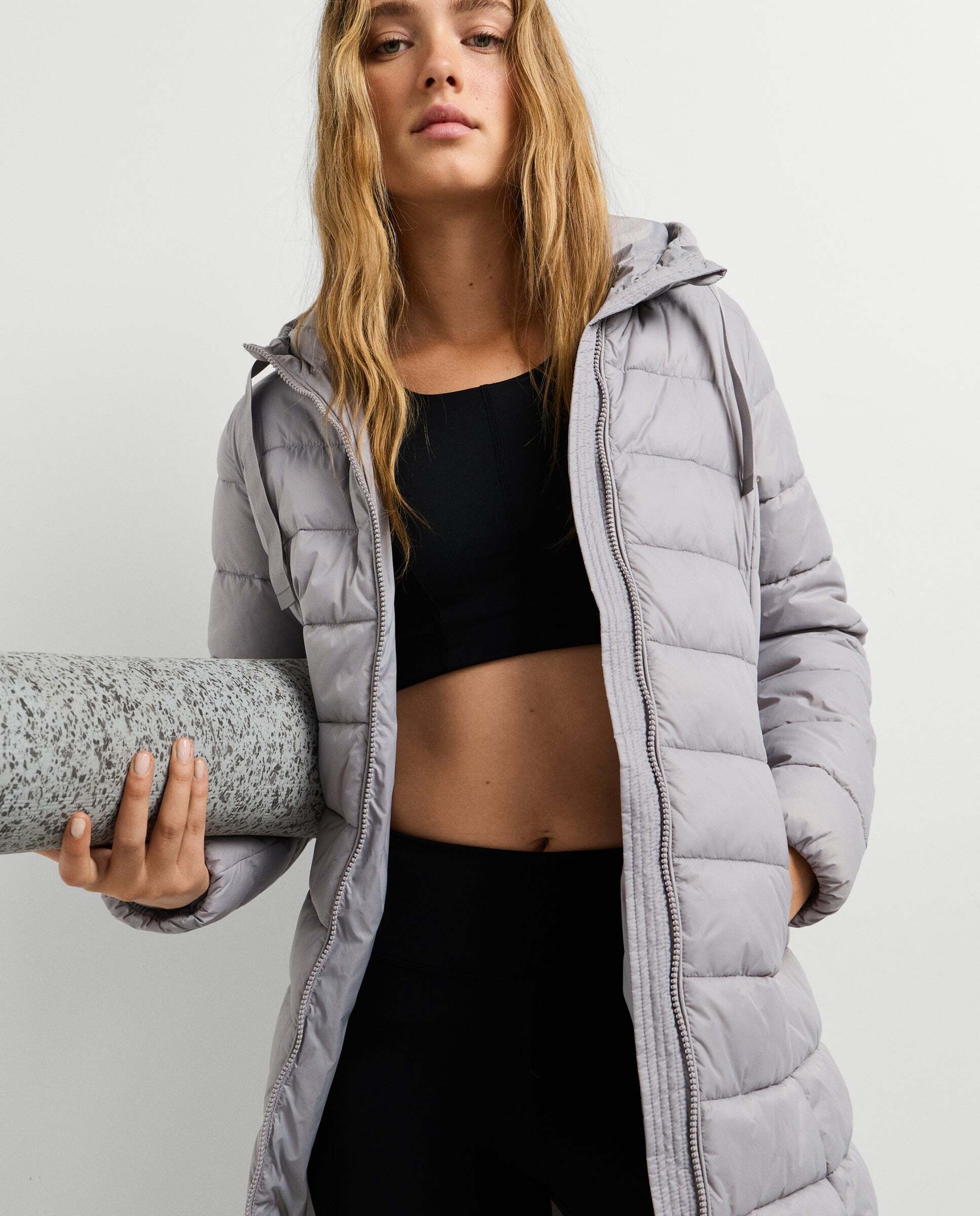 Plumífero de mujer largo con capucha - Pepe Jeans - Gris Gris-1