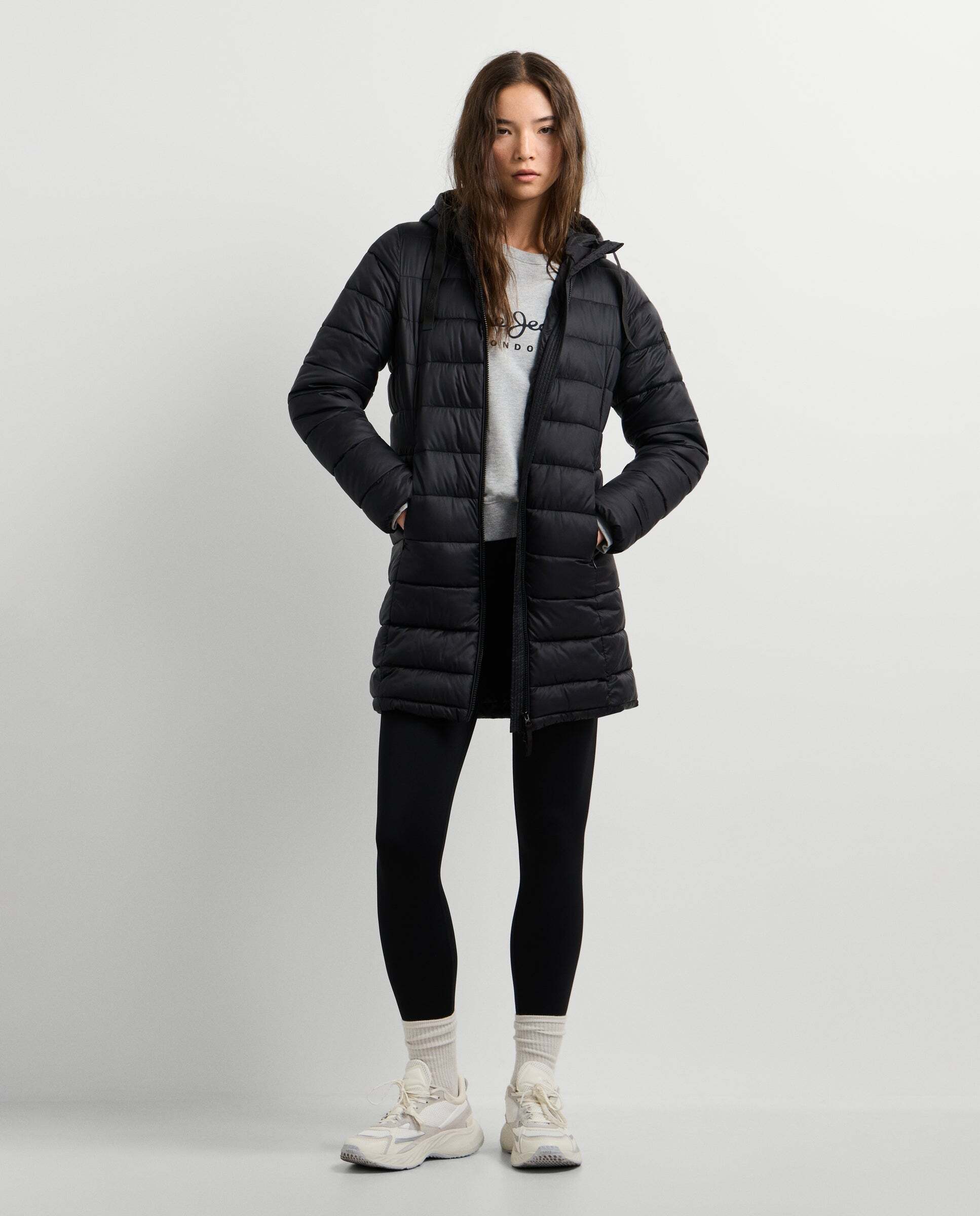 Plumífero de mujer largo con capucha - Pepe Jeans - Negro Negro-2