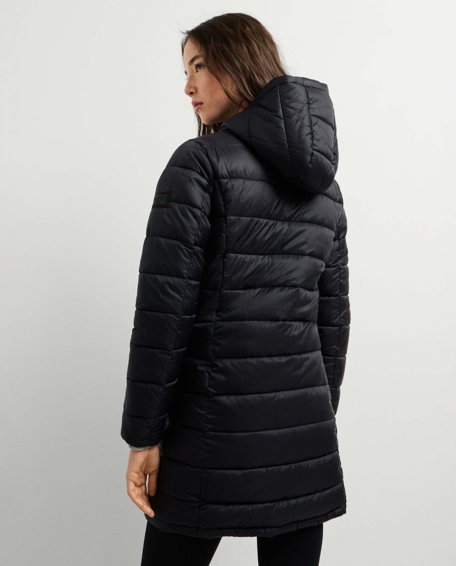 Plumífero de mujer largo con capucha - Pepe Jeans - Negro Negro-3
