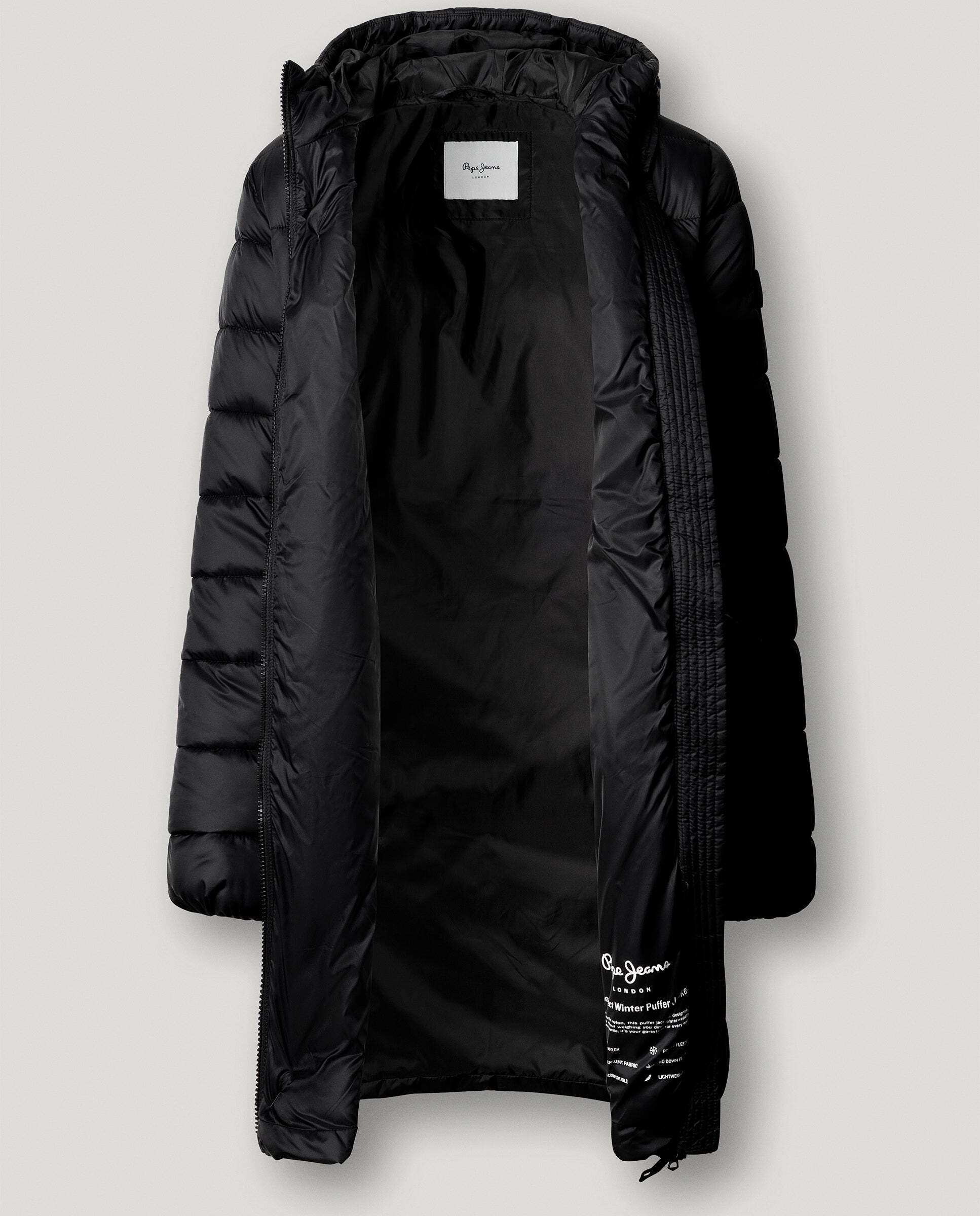 Plumífero de mujer largo con capucha - Pepe Jeans - Negro Negro-6