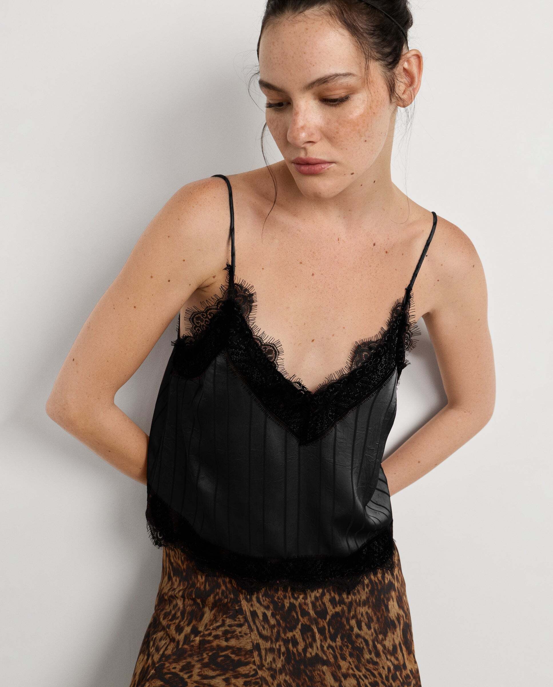 Top de mujer tirantes en satén - Pepe Jeans - Negro Negro-1