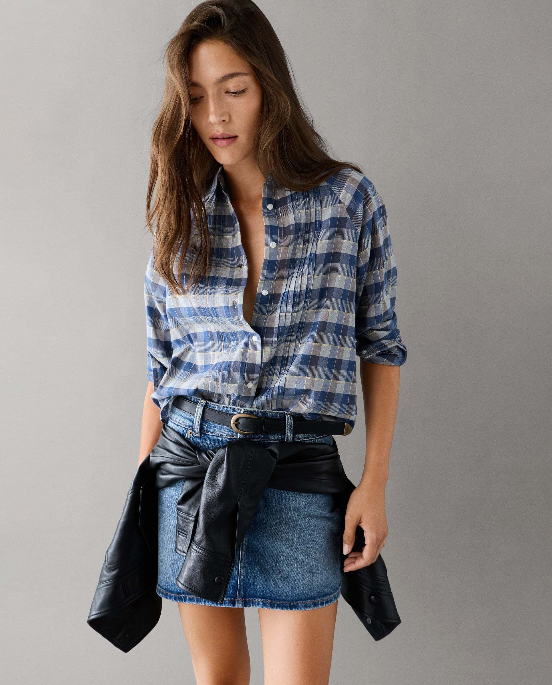 Camisa de mujer cuadros manga ranglán - Pepe Jeans - Azul oscuro Azul oscuro-1