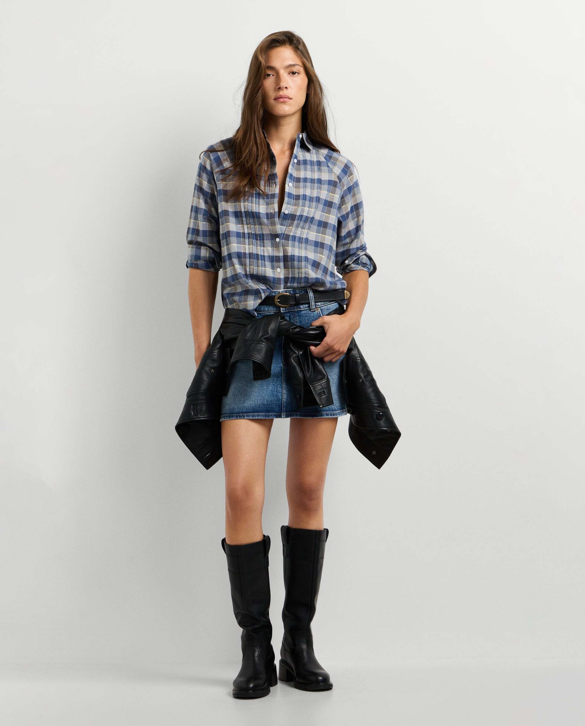 Camisa de mujer cuadros manga ranglán - Pepe Jeans - Azul oscuro Azul oscuro-2
