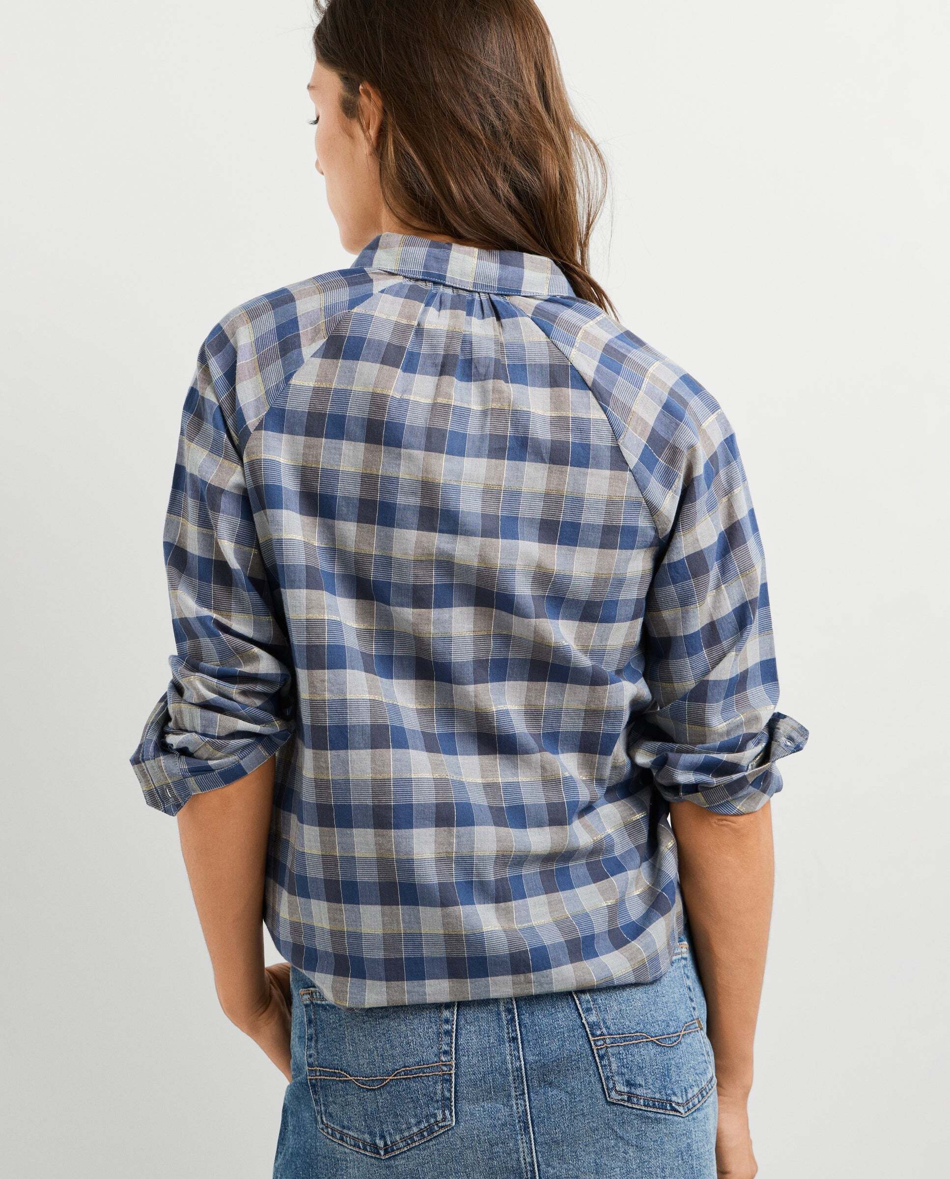 Camisa de mujer cuadros manga ranglán - Pepe Jeans - Azul oscuro Azul oscuro-3